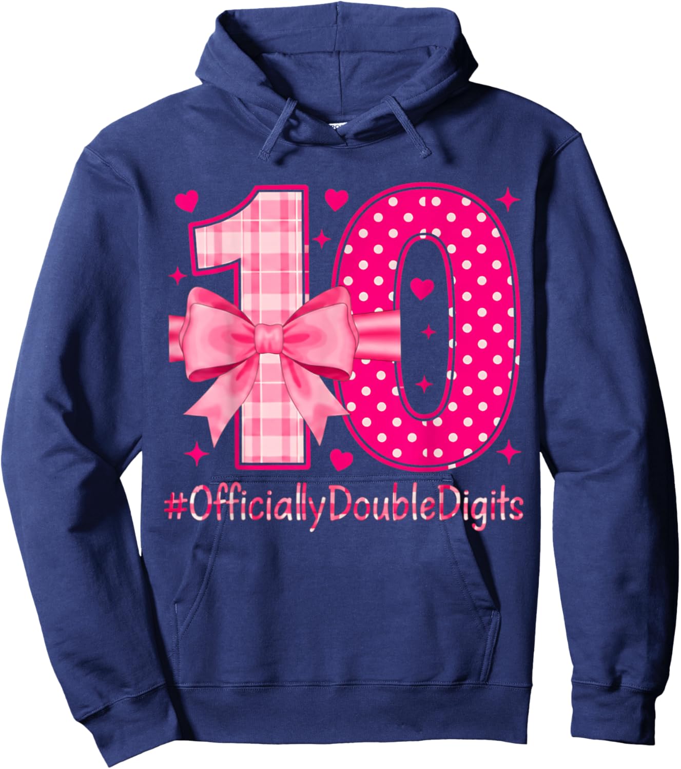 10th Birthday Girls 10 Year Officially Double Digits Bday Hoodie - Hoodie | Navy