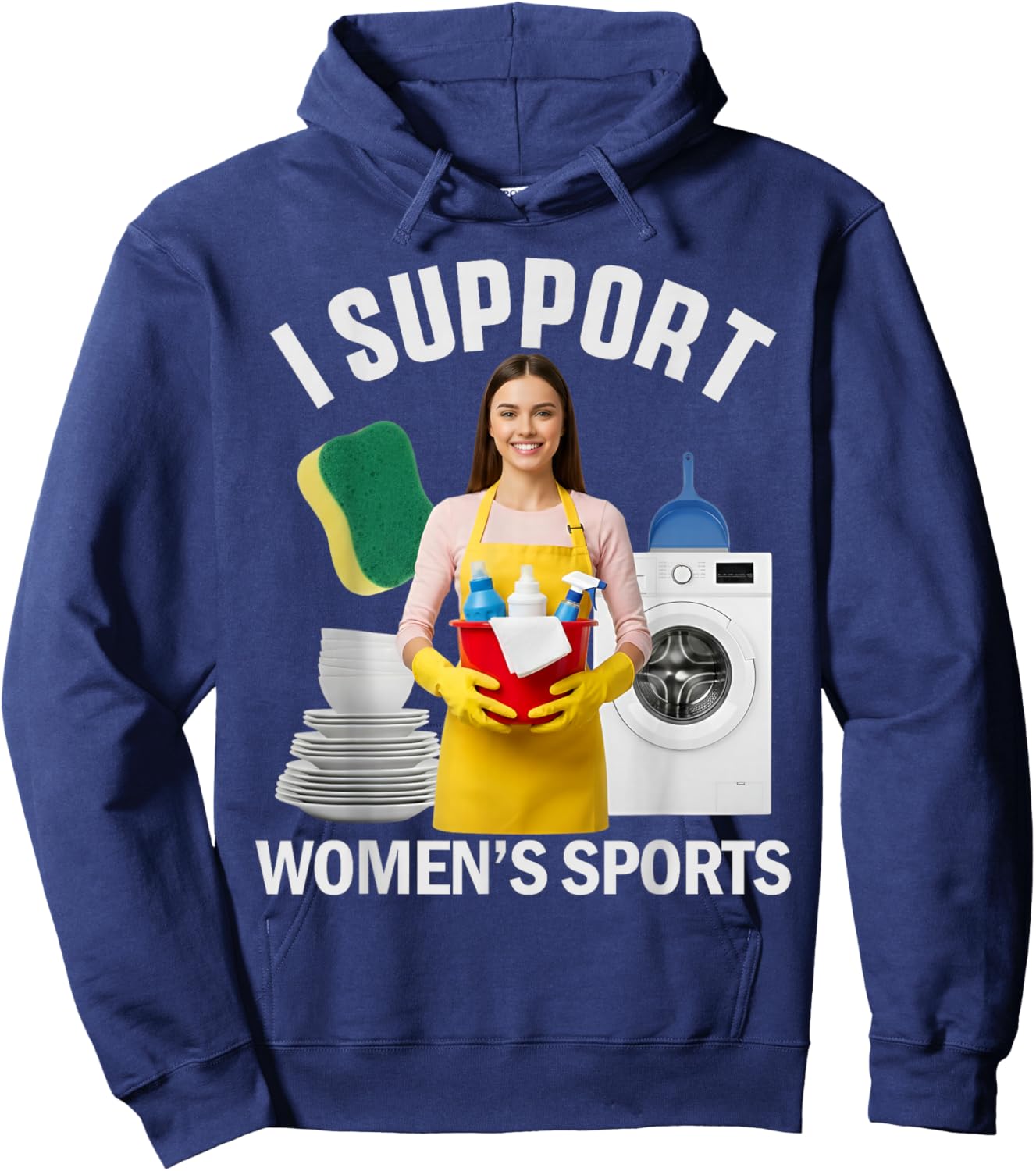 I Support Women's Sports Unwearable Aduld Humor Bootleg Hoodie - Hoodie | Navy