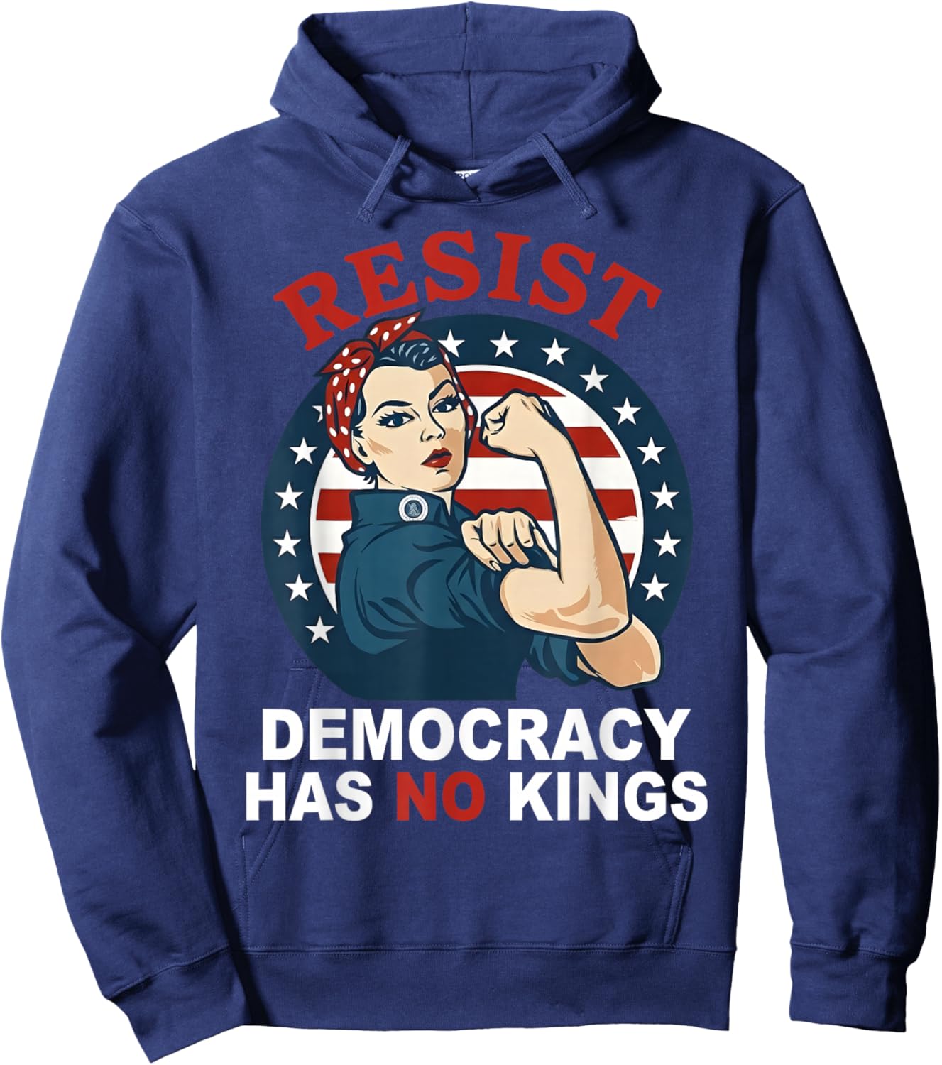 Resist Democracy Has No Kings Woman's Girl America Flag Hoodie - Hoodie | Navy