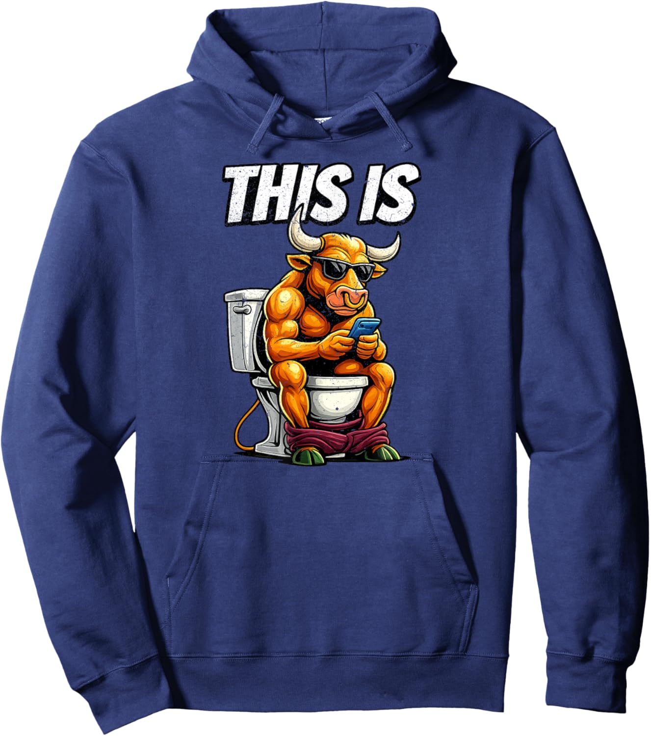 This is Some Bull Crap - Cow BS Toilet Humor Distressed Meme Hoodie - Hoodie | Navy