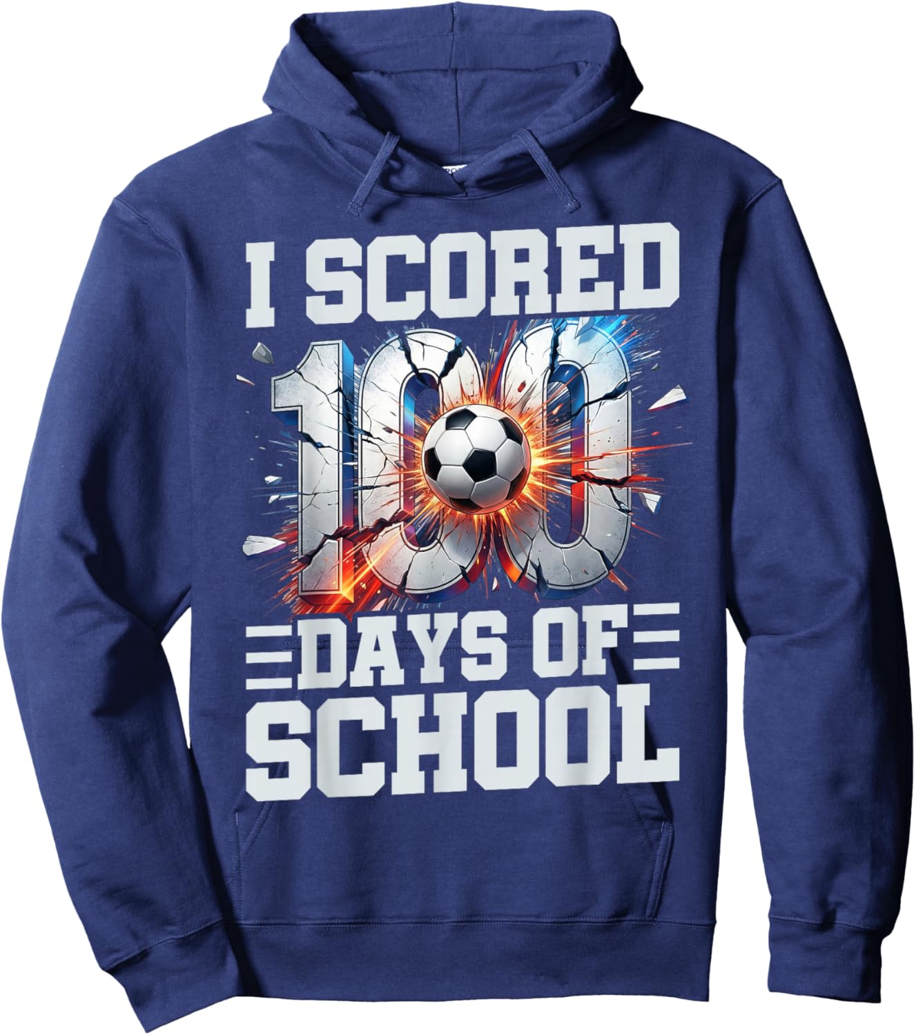 I Scored 100 Days of School Soccer 100th Day of School Boys Hoodie - Hoodie | Navy