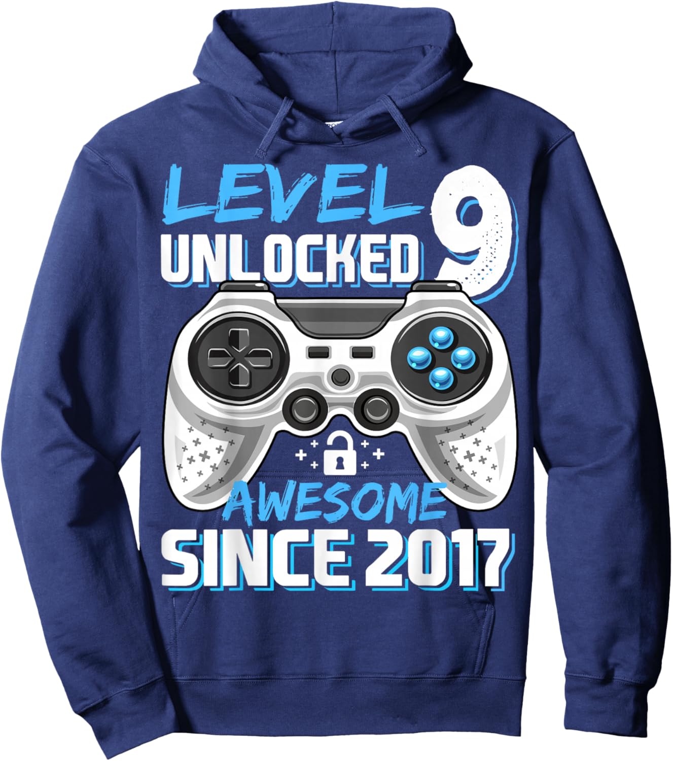 Level 9 Unlocked Birthday Boy Gamer 9th Video Game 2017 Hoodie - Hoodie | Navy