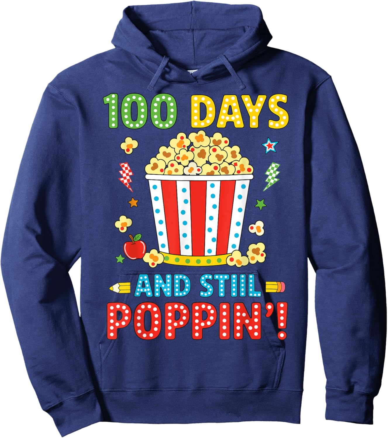100 Days and Still Poppin Kids Popcorn 100 Days of School Hoodie - Hoodie | Navy