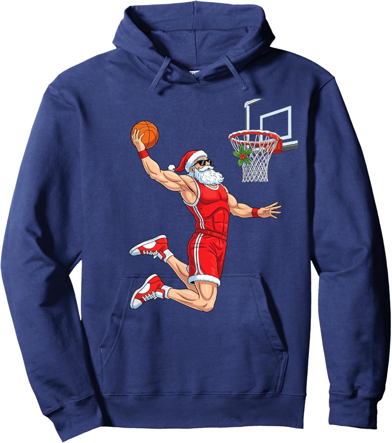 Dunking Santa - Basketball Lover Basketball Player Xmas Hoodie - Hoodie | Navy