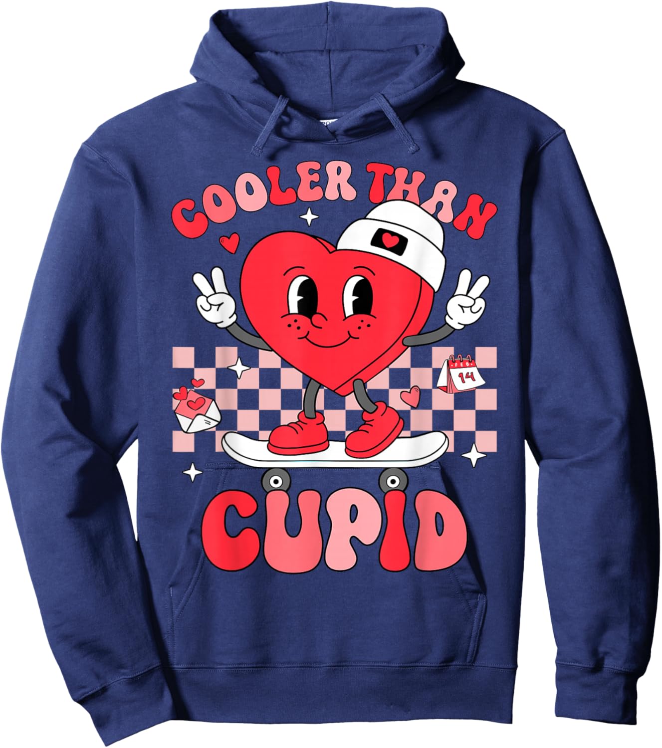 Cooler Than Cupid Valentines Day for Teens Kids Boys Girls Hoodie - Hoodie | Navy