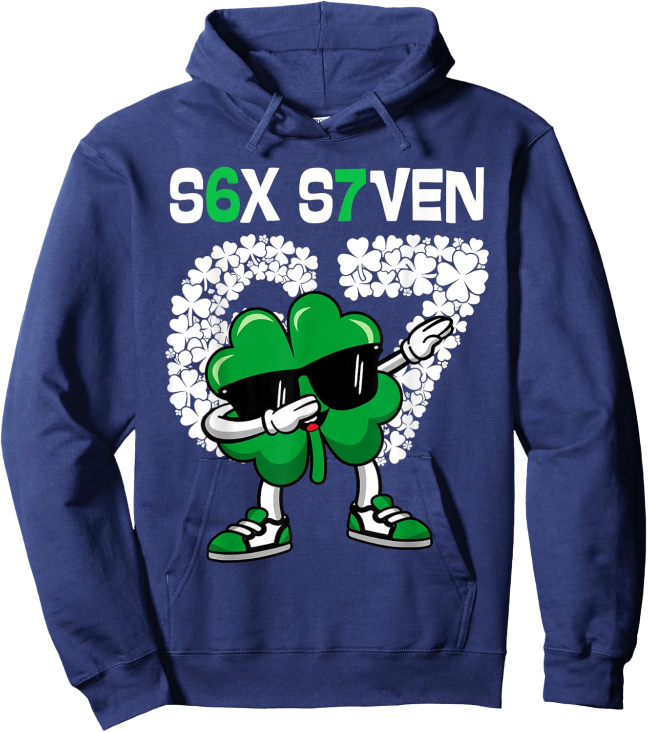 67 Meme St Patrick's Day 2026 Six Seven Dabbing Shamrock Hoodie - Hoodie | Navy