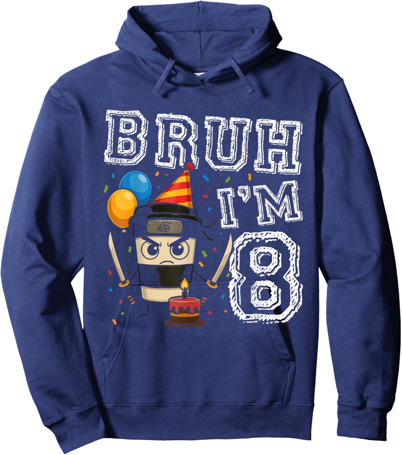 Cappuccino Assassino Bruh I'm 8 Age 8th Kids Boys Girls Hoodie - Hoodie | Navy