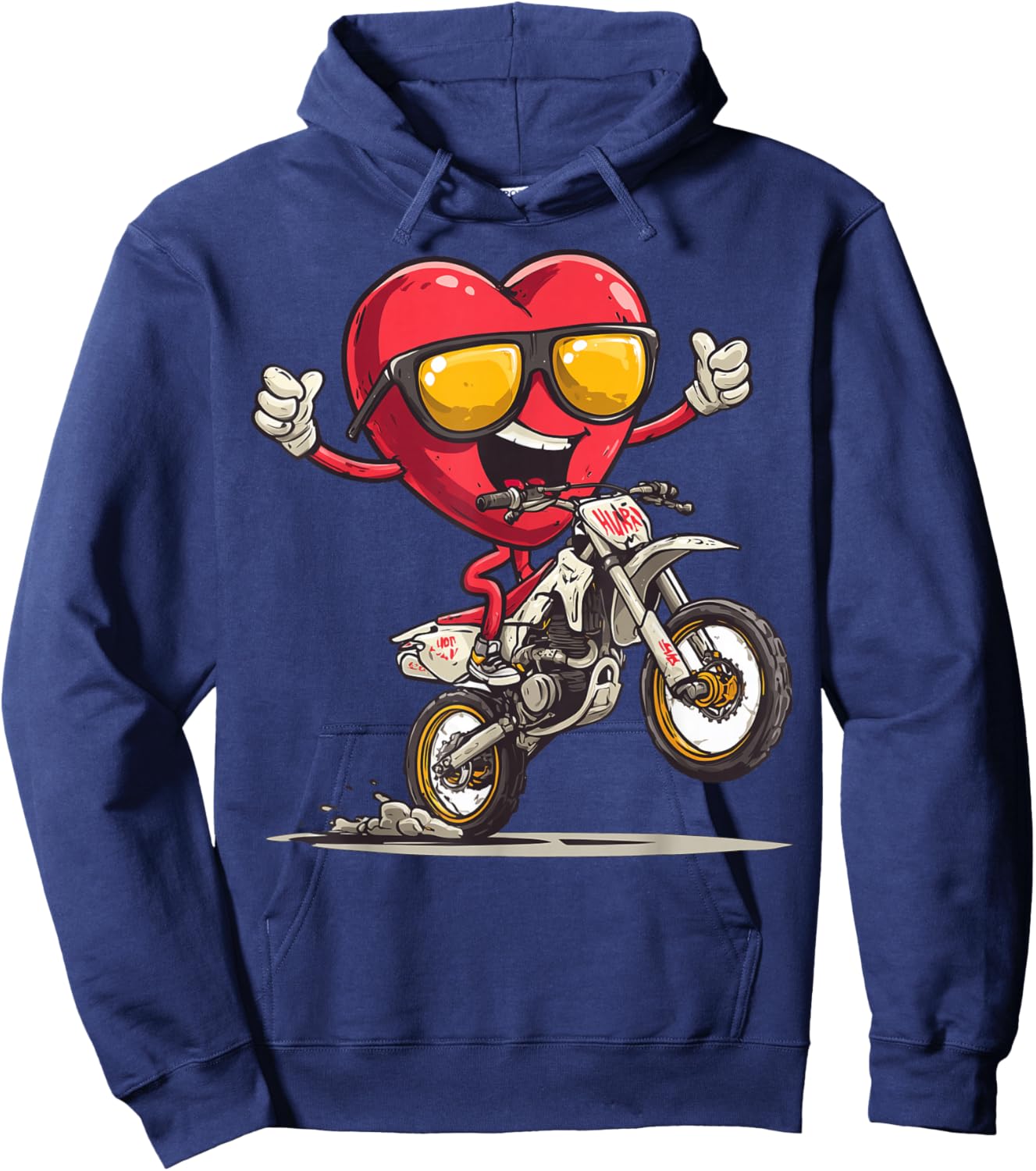 Dirt Bike Heart Motocross Dirt Biking Enduro Valentine's Day Hoodie - Hoodie | Navy