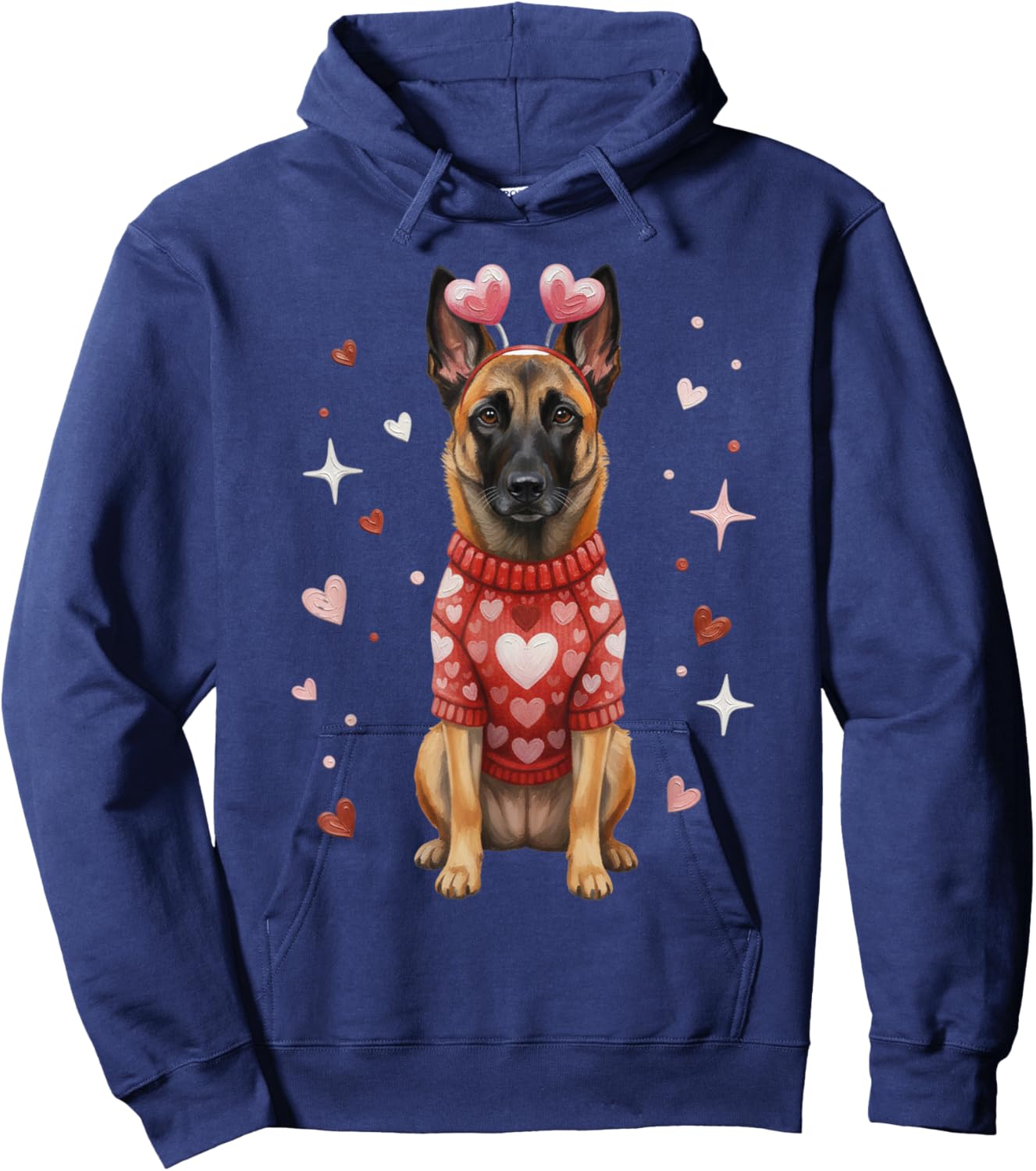 Cute Belgian Malinois Valentine Heart Valentines Day Hoodie - Hoodie | Navy