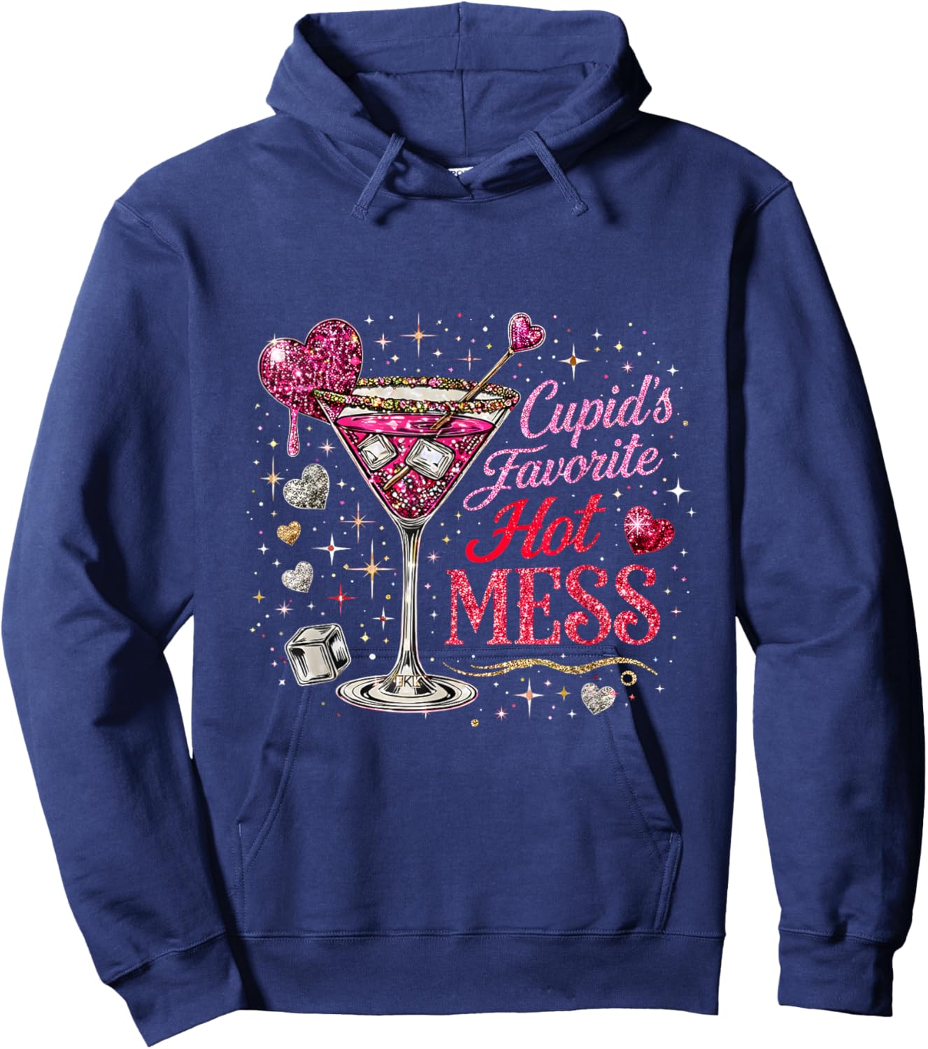 Valentine Even Cupid Need Margarita Retro Trendy Romantic Hoodie - Hoodie | Navy