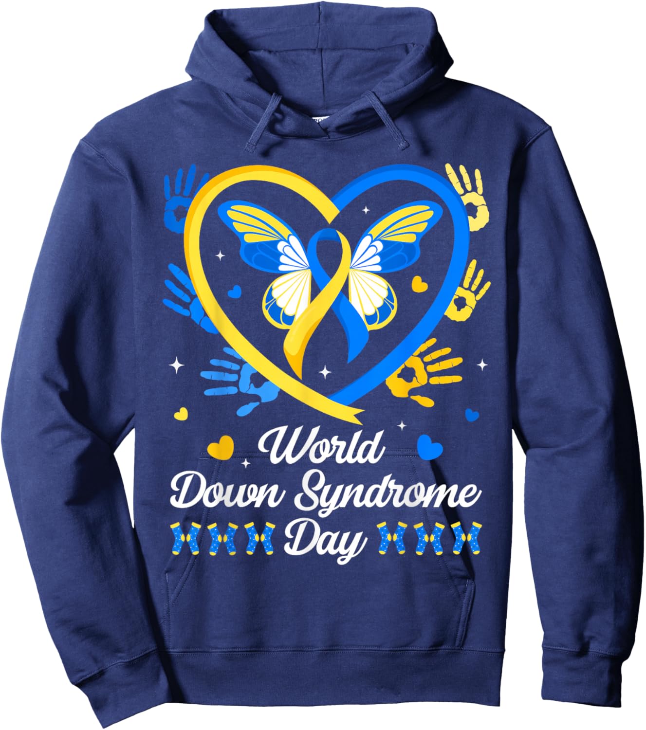 World Down Syndrome Day Awareness Rock Your Socks T21 Heart Hoodie - Hoodie | Navy