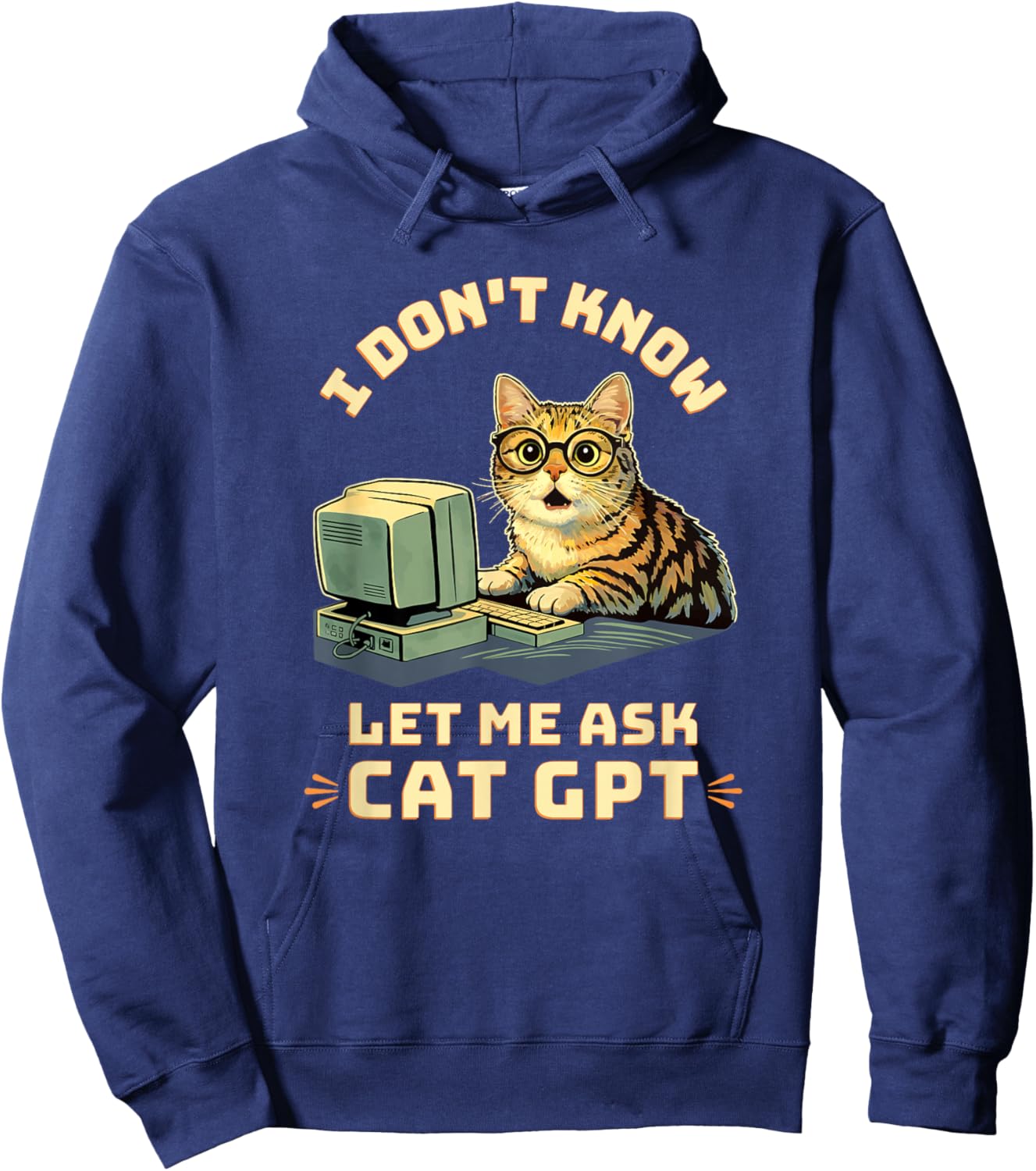 Cat GPT Nerdy Cat Hoodie - Hoodie | Navy