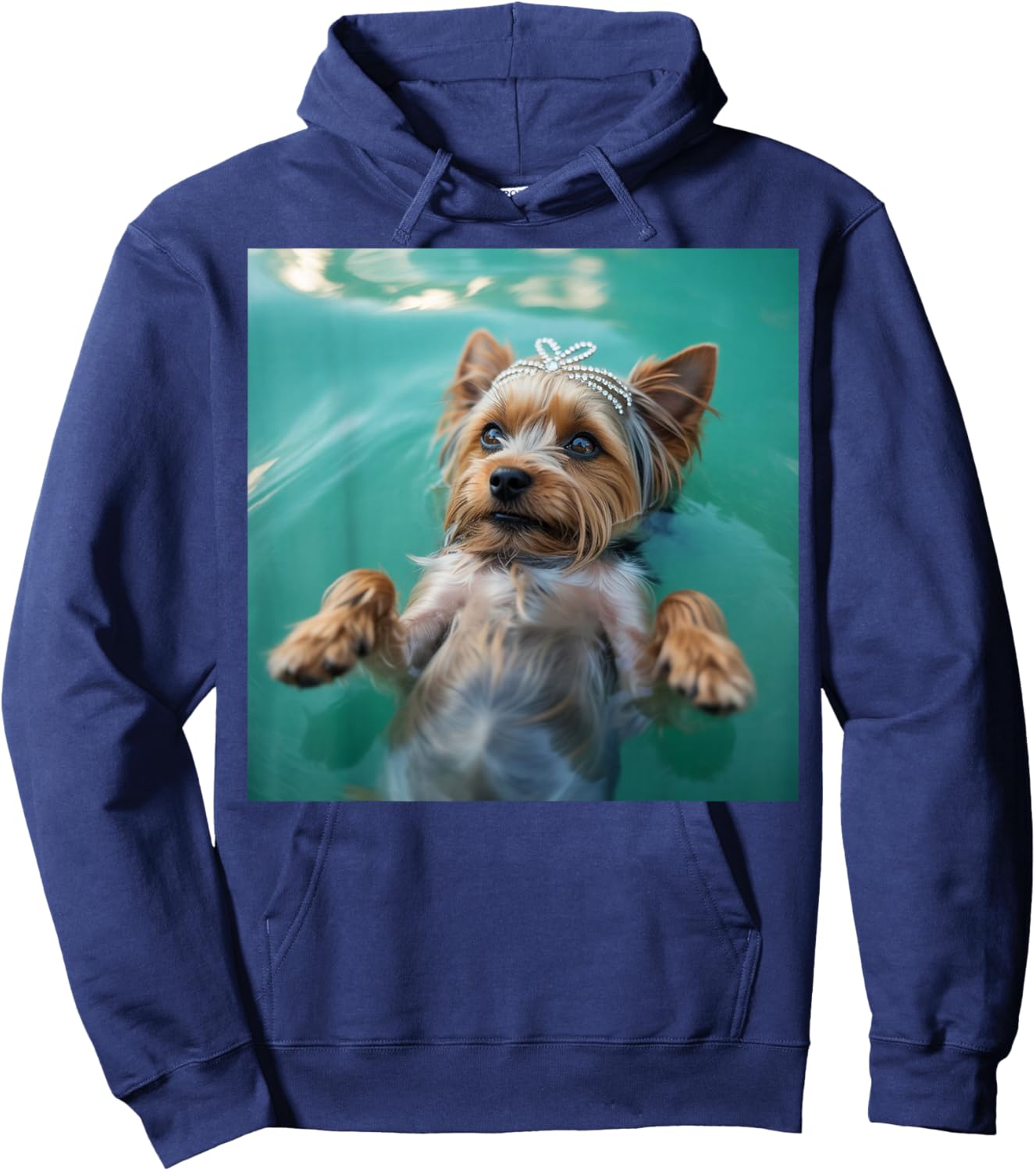 Funny Yorkshire Terrier Dog Swimming Showgirl Water Art Hoodie - Hoodie | Navy