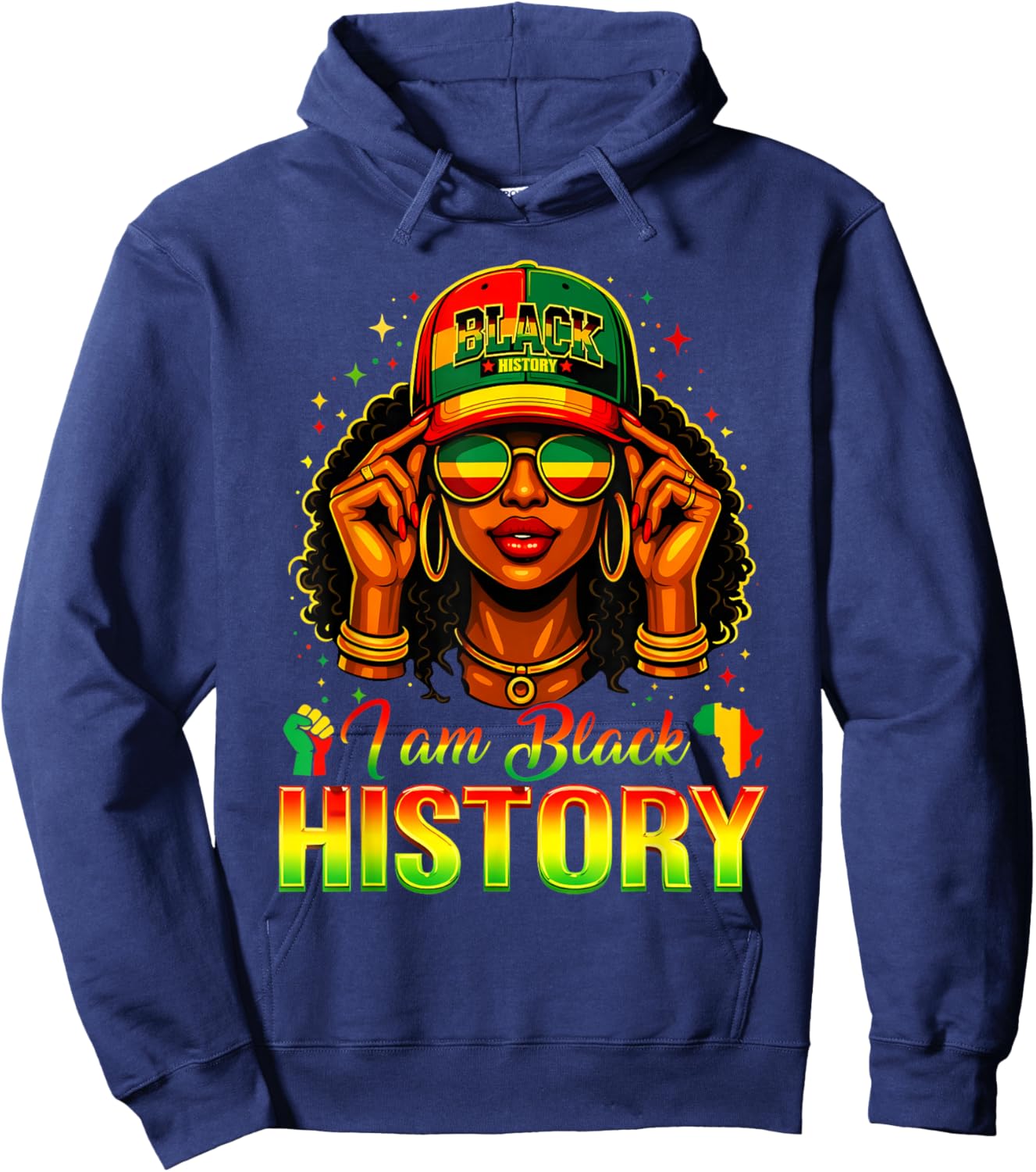 Black History Month I Am Black History Women Girl Juneteenth Hoodie - Hoodie | Navy