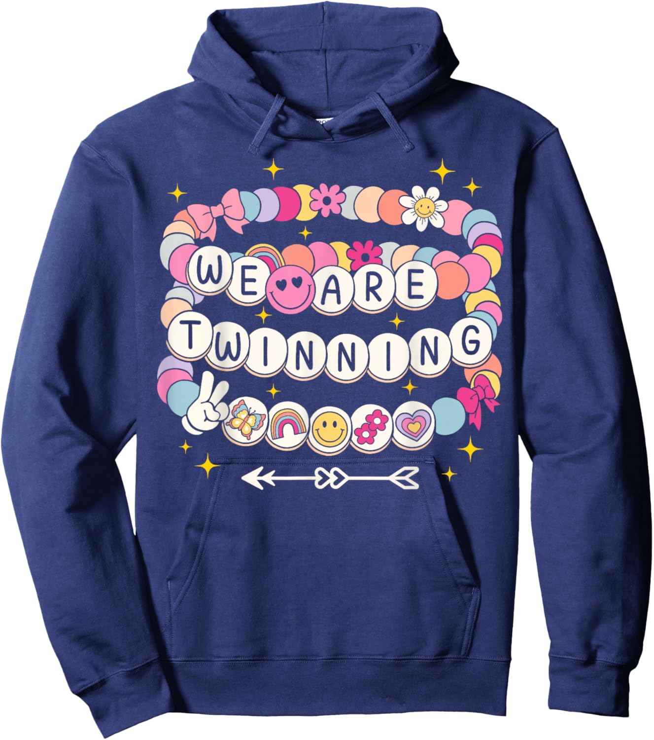 We're Twinning with My Bestie Bracelets Twin Day Spirit Week Hoodie - Hoodie | Navy