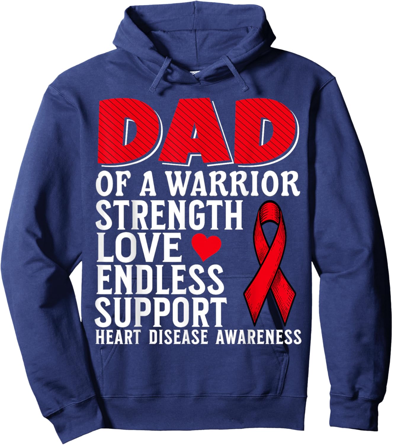 Dad of a Warrior Heart Disease Awareness Family Matching Hoodie - Hoodie | Navy