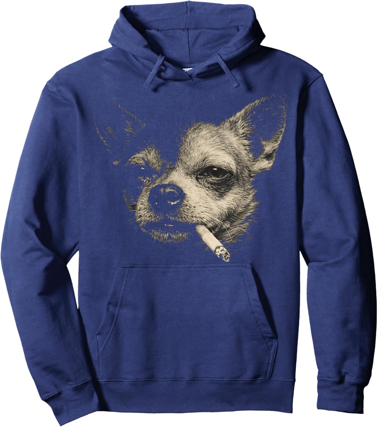 Funny Smoking Chihuahua Vintage Y2K Grunge Dog Hoodie - Hoodie | Navy