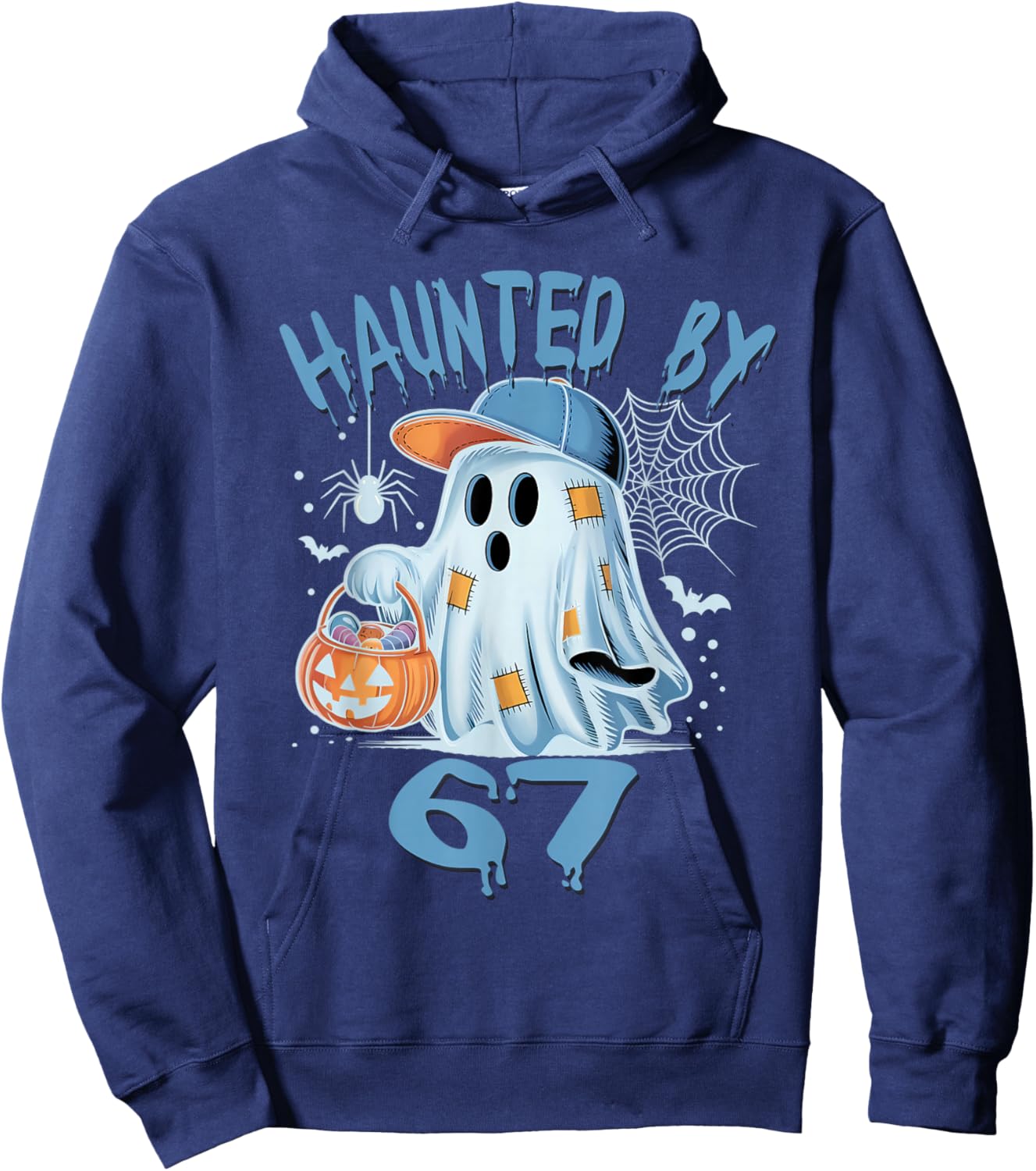 Haunted 6 7 Six Seven 67 Meme Halloween Costume Brainrot Hoodie - Hoodie | Navy