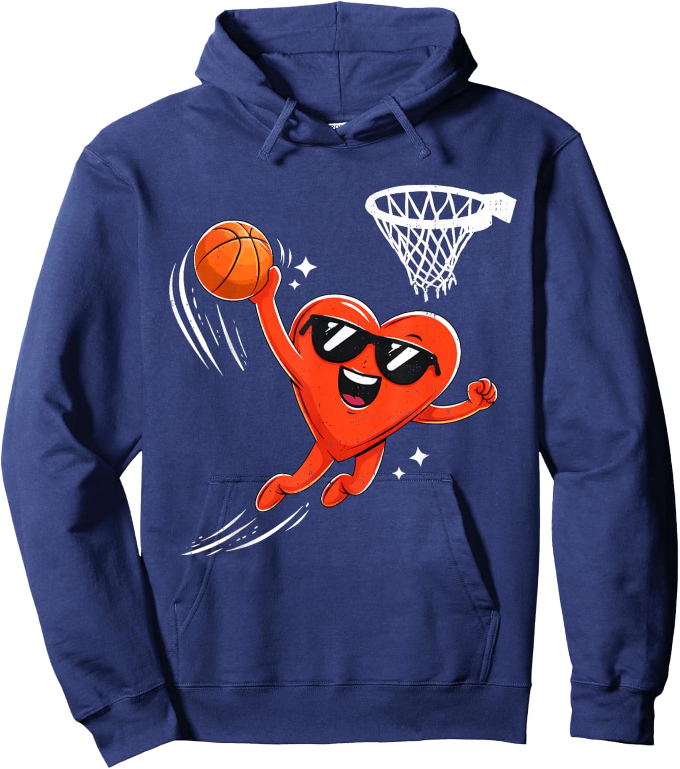 Valentine Basketball Heart Sport Valentines Day Men Boy Kids Hoodie - Hoodie | Navy