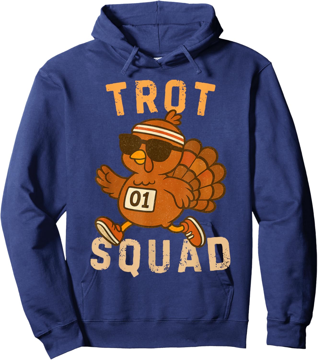 Funny Running Turkey Trot Squad 2025 Thanksgiving Women Men Hoodie - Hoodie | Navy
