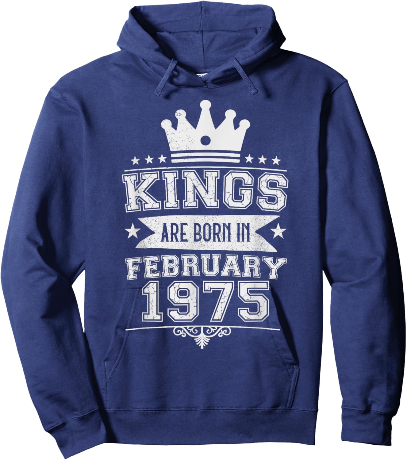 Kings are Born in February 1975 51st Birthday Men Boys Hoodie - Hoodie | Navy