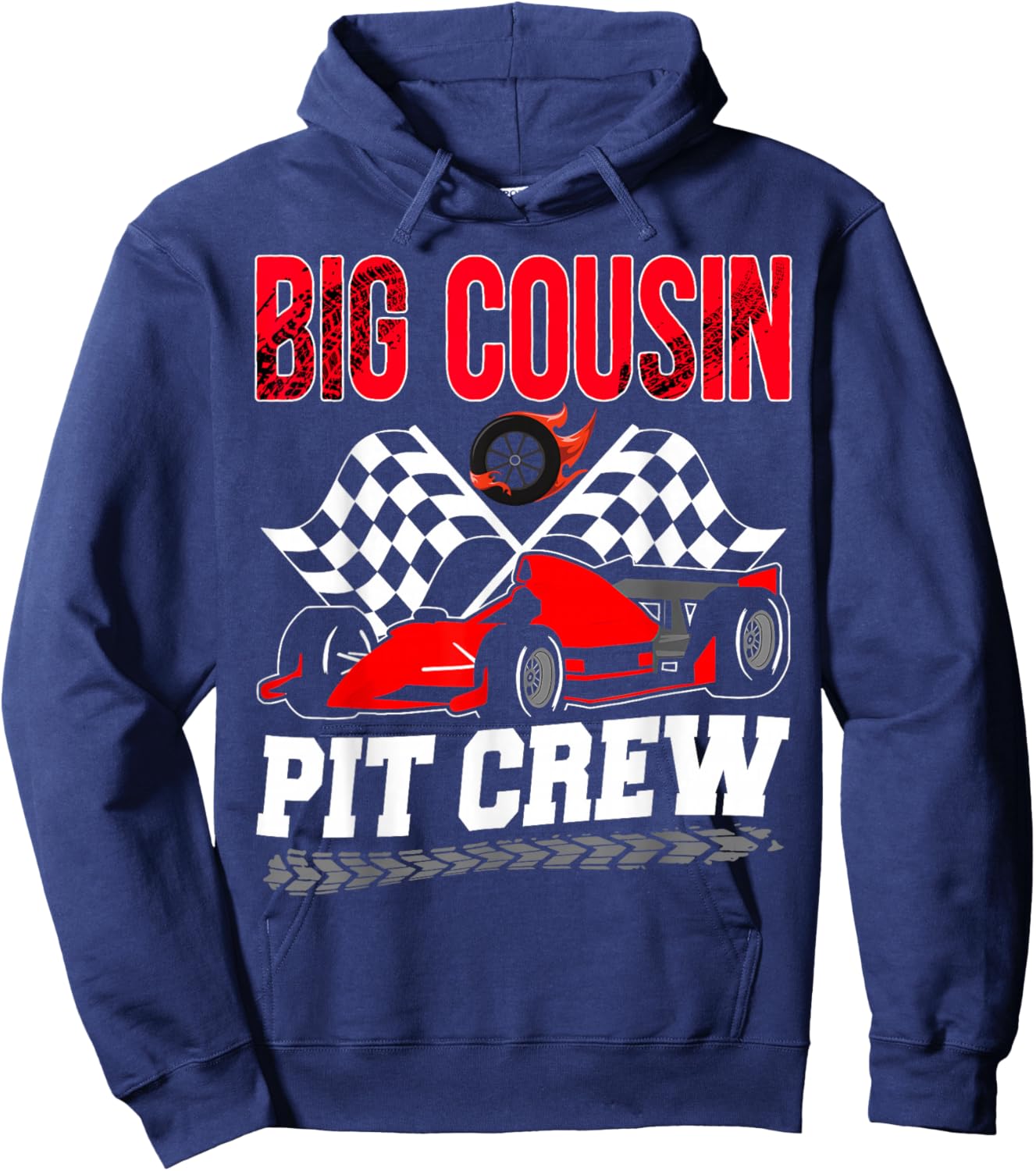 Big Cousin Pit Crew Racing Family Race Car Birthday Boy Hoodie - Hoodie | Navy