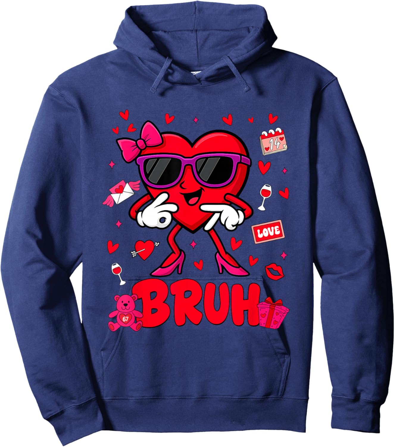 Funny Meme 67 Six Seven Bruh Valentine Heart Women Girl Kids Hoodie - Hoodie | Navy