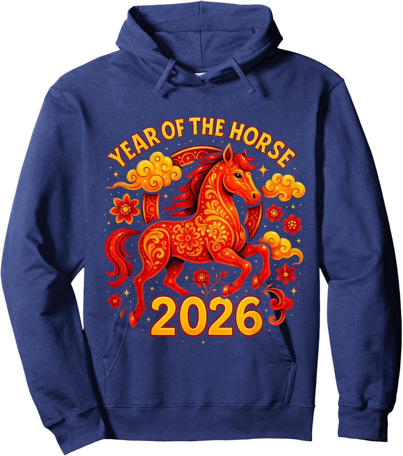 2026 Year of The Horse Lunar Newyear Zodiac Art Hoodie - Hoodie | Navy