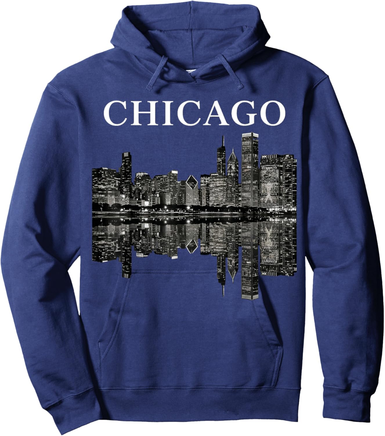 Chicago Illinois Skyline City Reflection Urban Hoodie - Hoodie | Navy