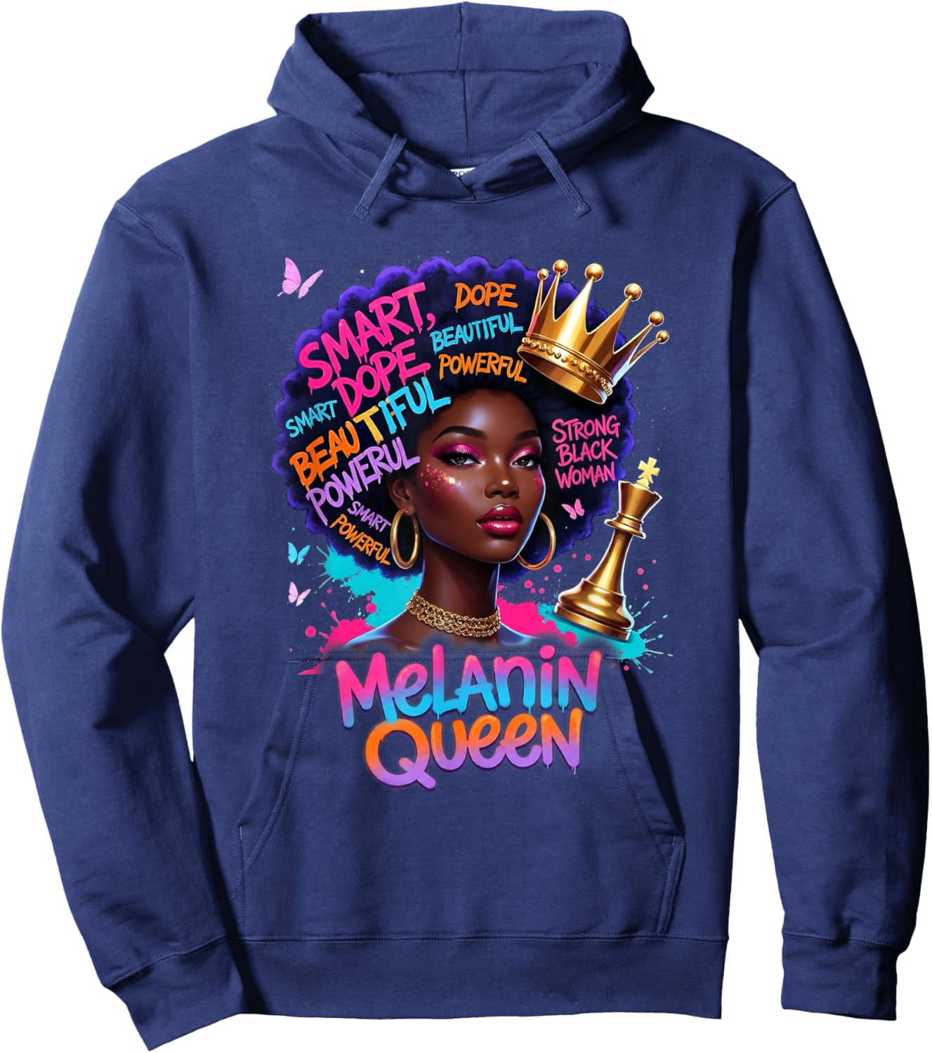 God African American Black Women Christian Afro Faith Hoodie - Hoodie | Navy