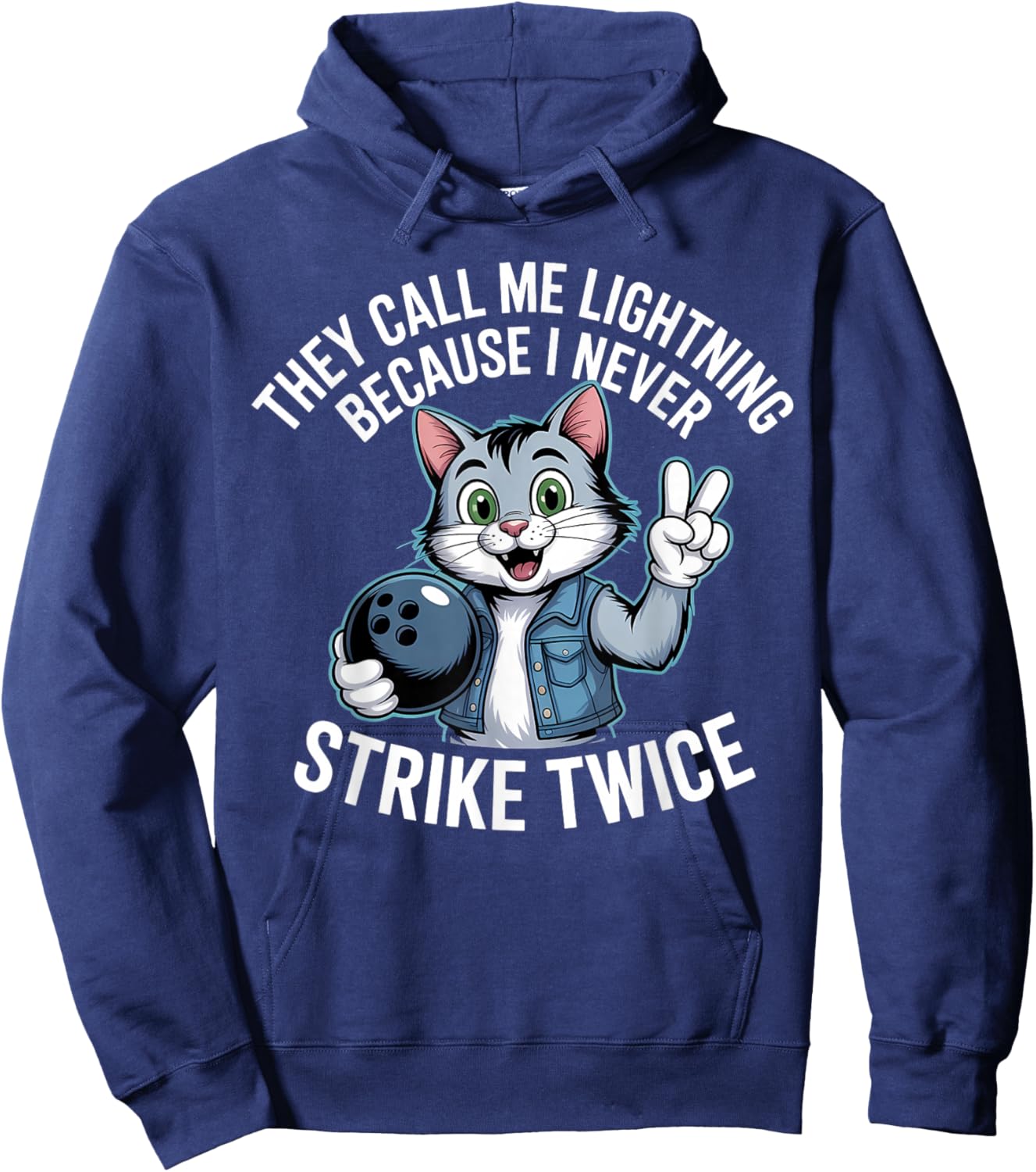 They Call Me Lightning Because I Never Strike Twice Bowling Hoodie - Hoodie | Navy