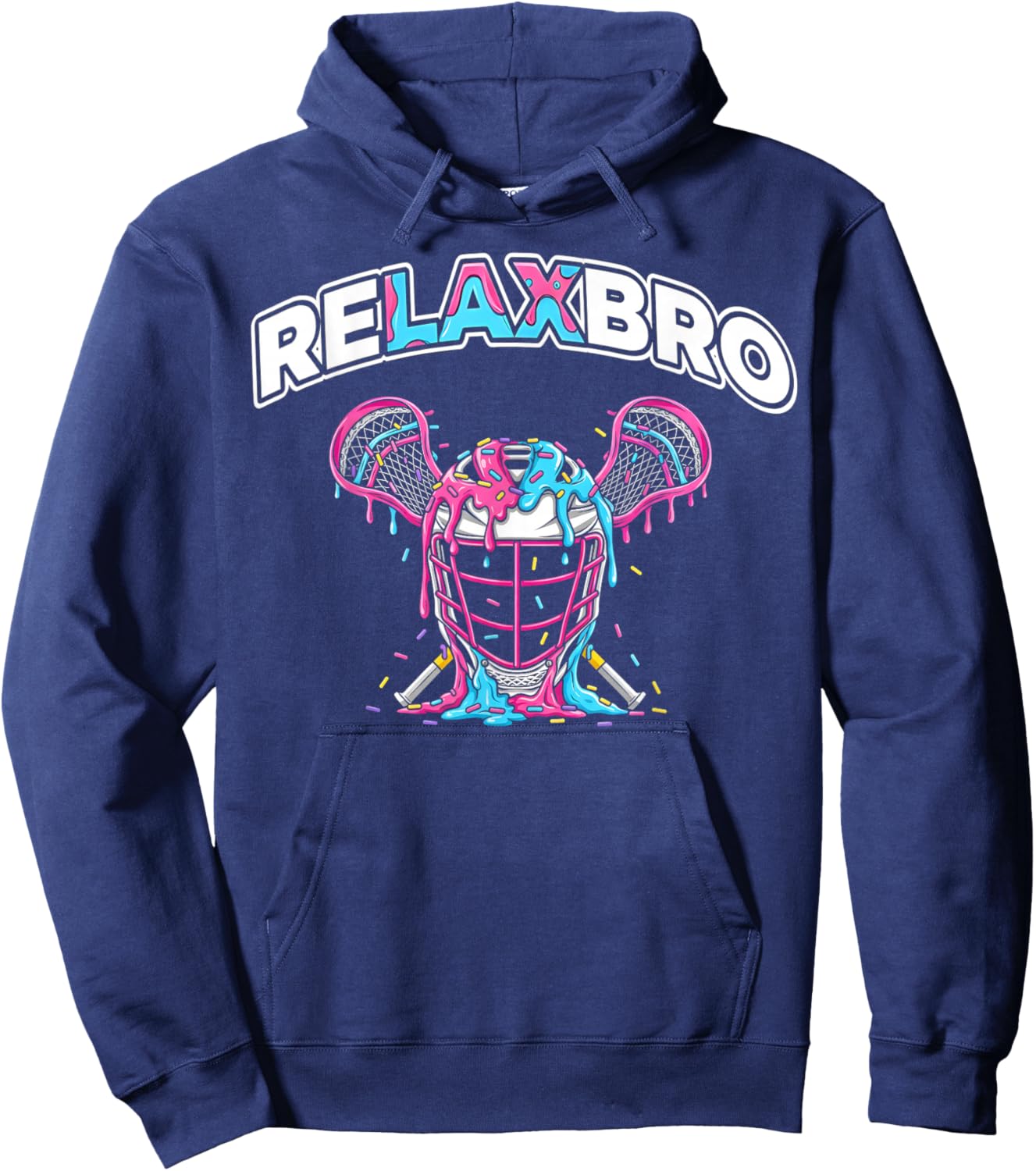Lacrosse Ice Cream Drip Relax Bro Lax Boys Helmet Stick Hoodie - Hoodie | Navy