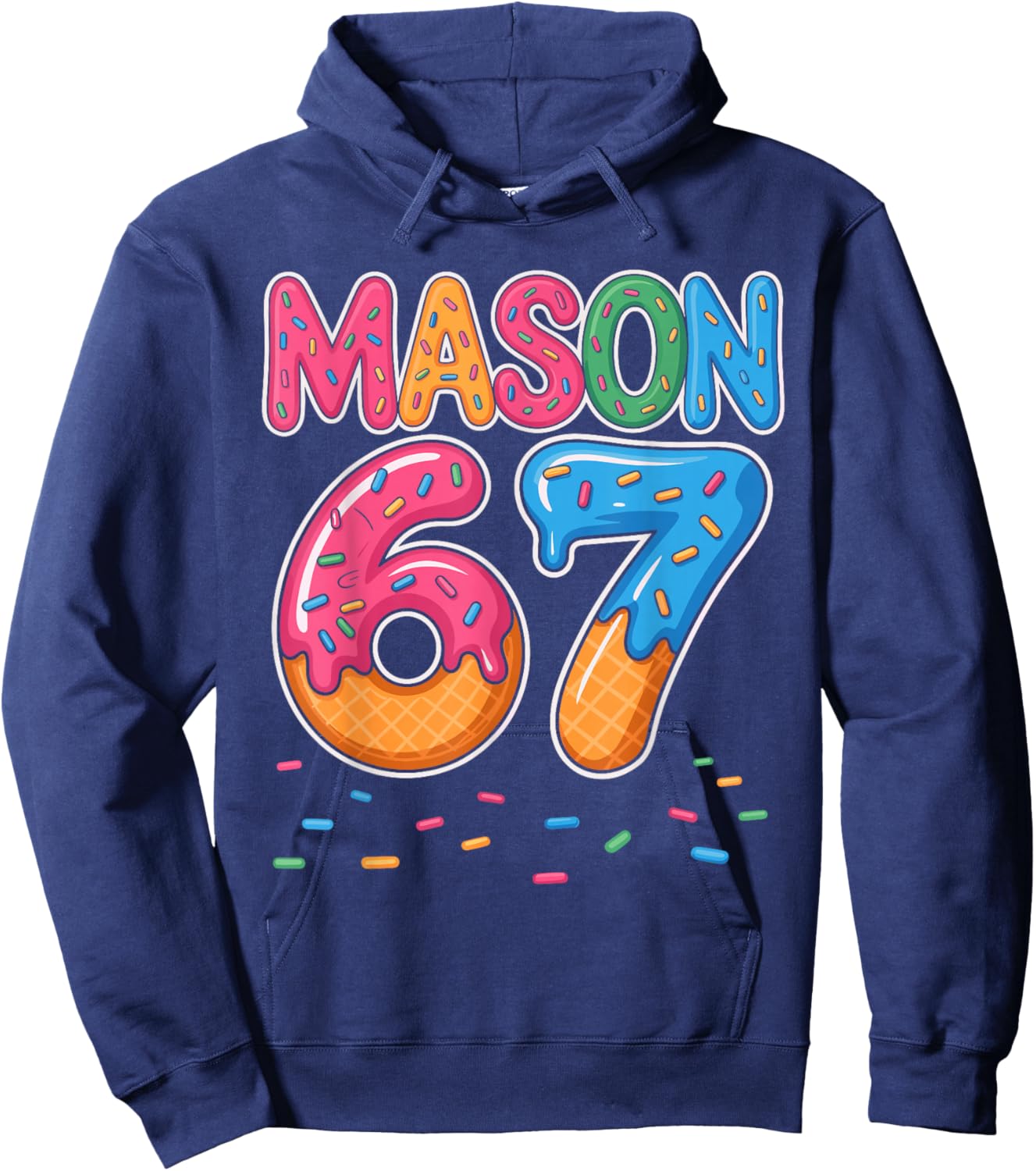 Ice Cream Drip Mason Six Seven 6 7 Gen Alpha Slang Meme 67 Hoodie - Hoodie | Navy