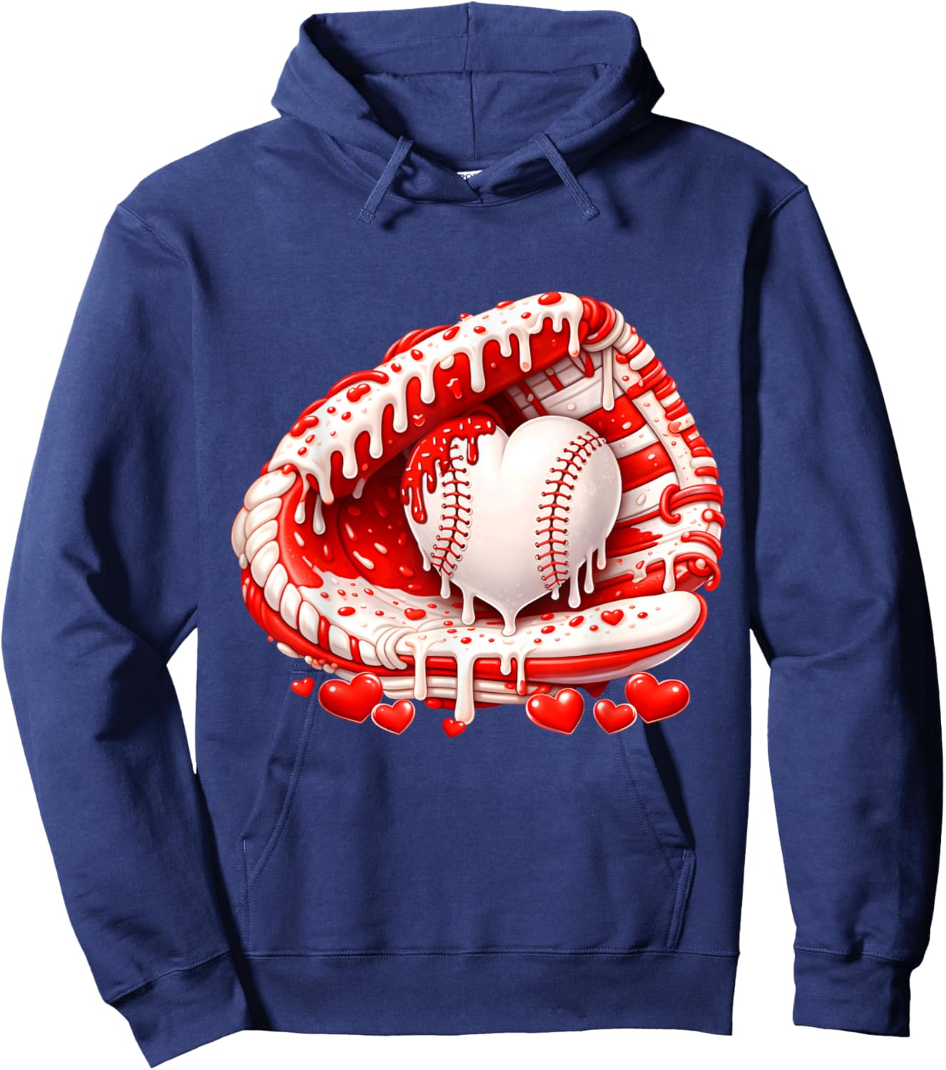 Kid Drip Ice Cream Baseball Heart Catcher Valentines Day Boy Hoodie - Hoodie | Navy