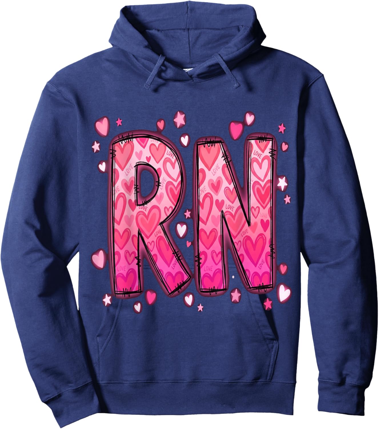 Healthcare Heart Registered Nurse RN Valentines Nurses Hoodie - Hoodie | Navy