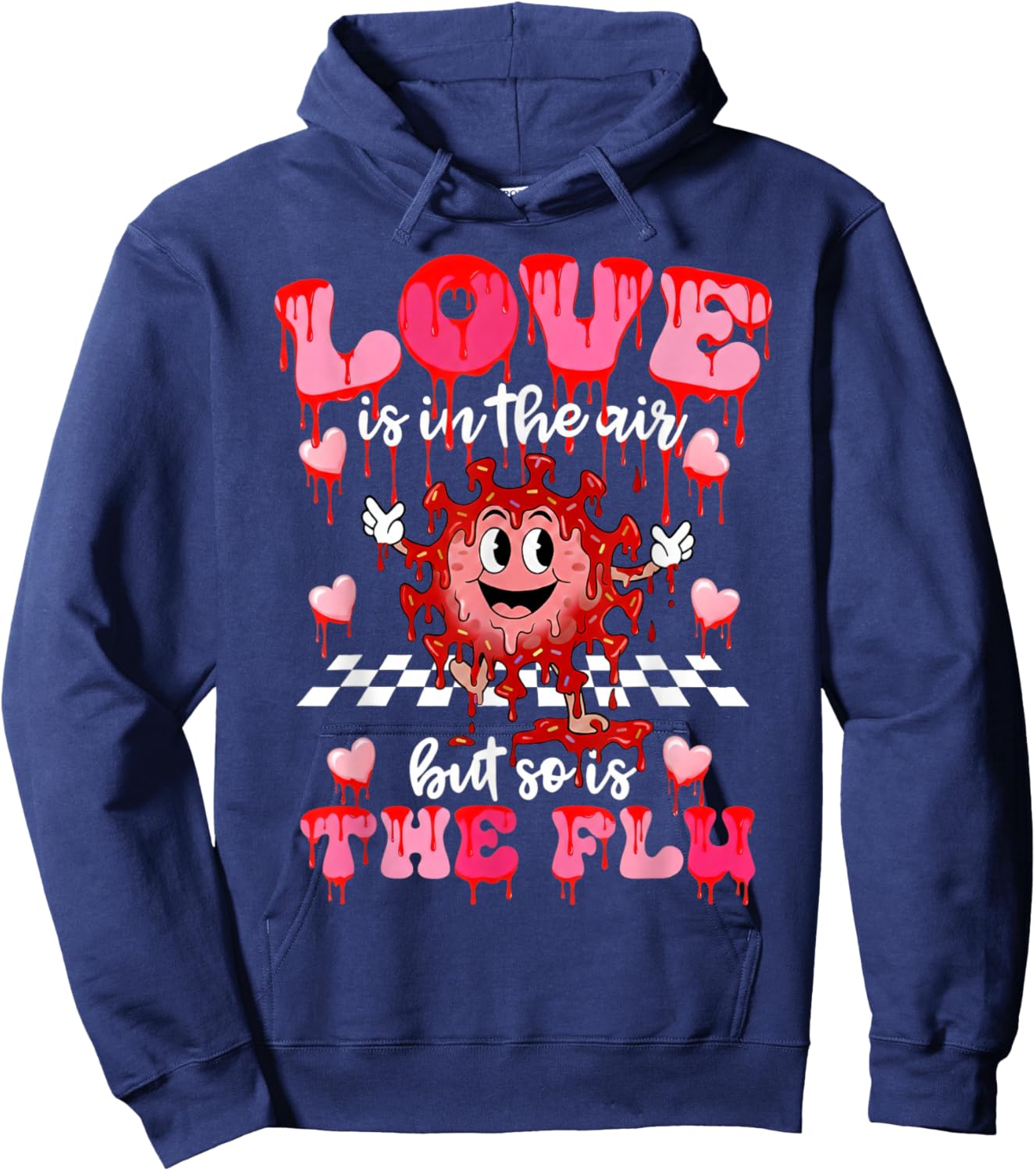 Valentine Nurse Funny Love is in The Air Flu Humor Hoodie - Hoodie | Navy