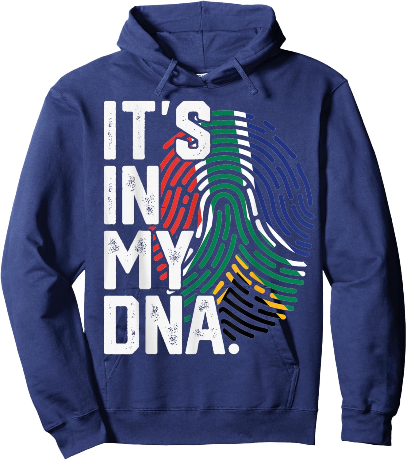 South Africa Roots Flag Fingerprint Graphic Patriotic Hoodie - Hoodie | Navy
