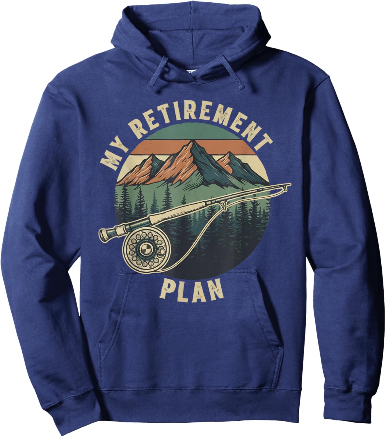 Funny Fly Fishing My Retirement Plan Retro Vintage Hoodie - Hoodie | Navy
