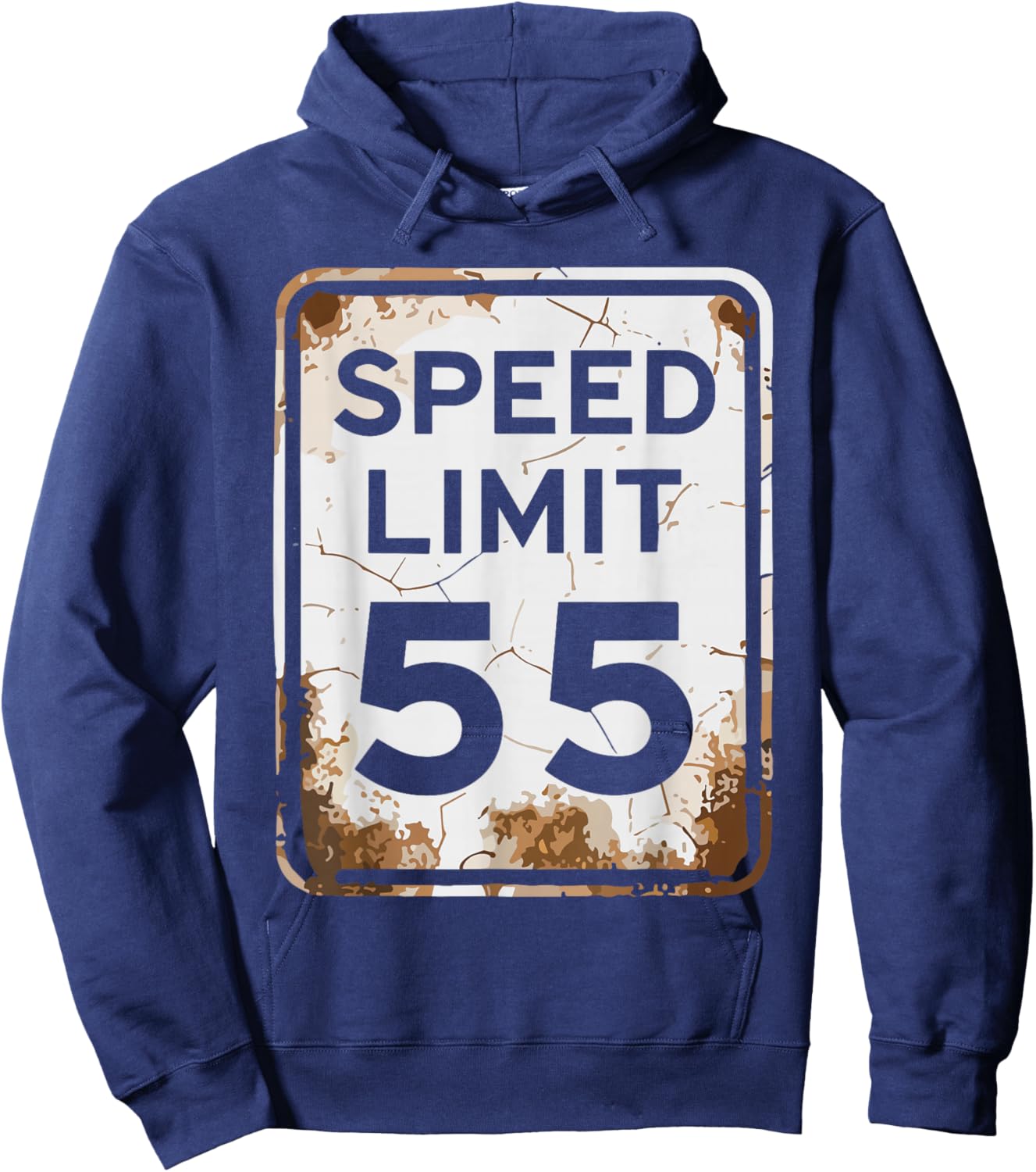 Vintage Speed Limit 55 Shirt, Fun 55th Birthday Road Sign Hoodie - Hoodie | Navy