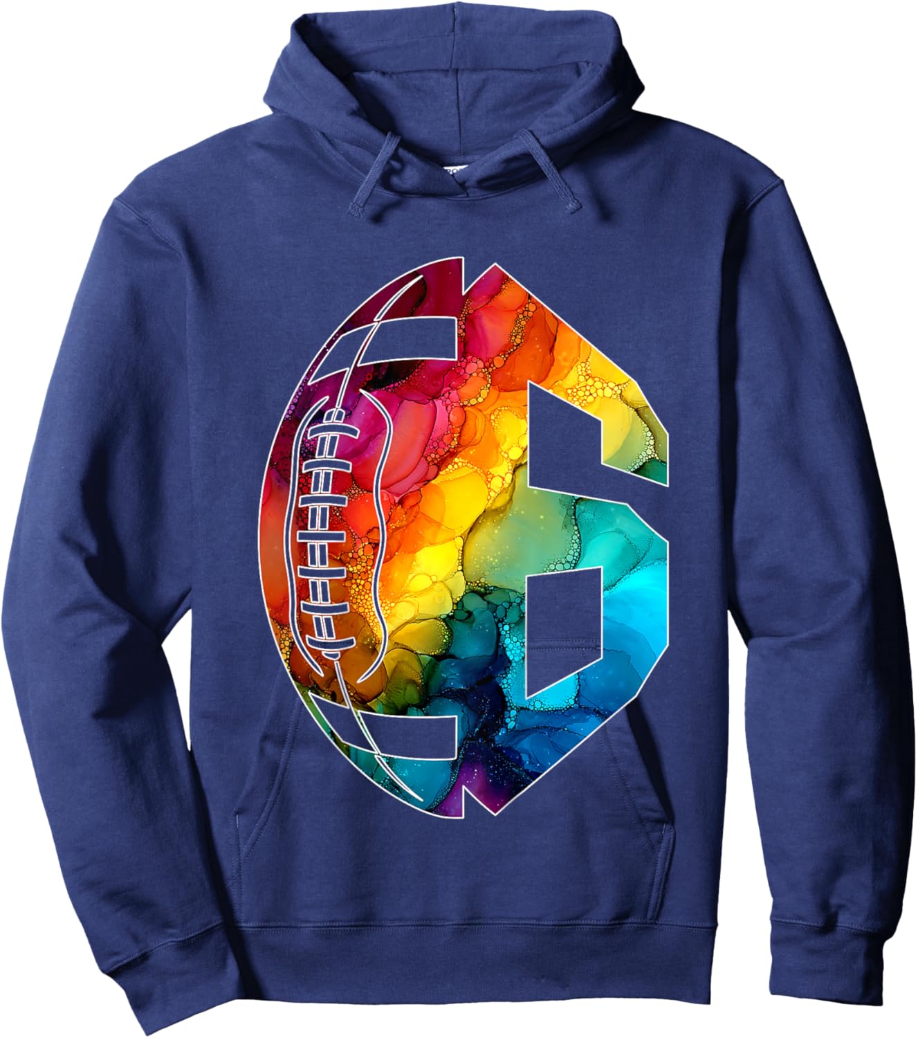Number 6 Years Football 6TH Birthday Hoodie - Hoodie | Navy