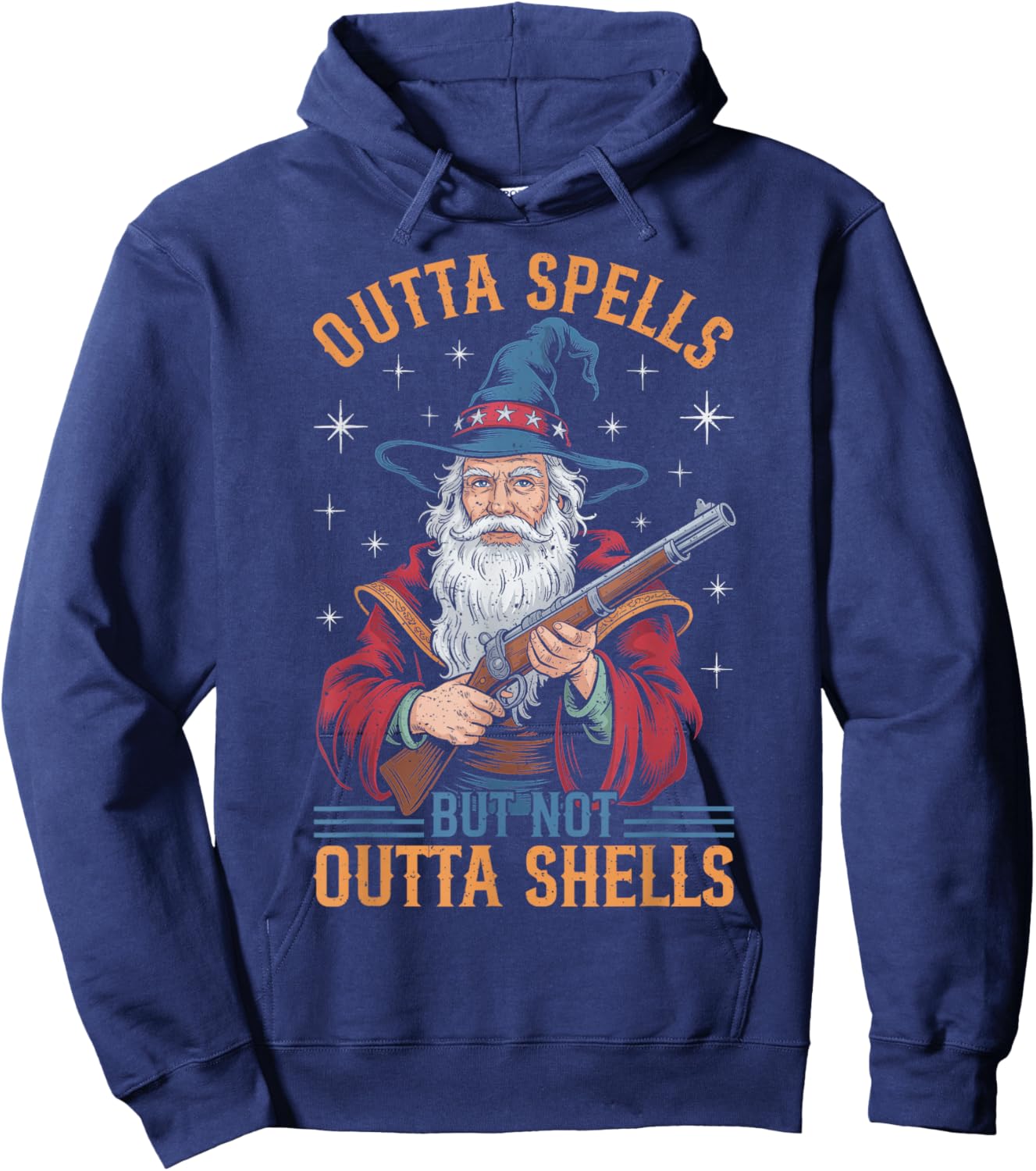 Funny Outta Spells But Not Outta Shells Wizard Fantasy Meme Hoodie - Hoodie | Navy