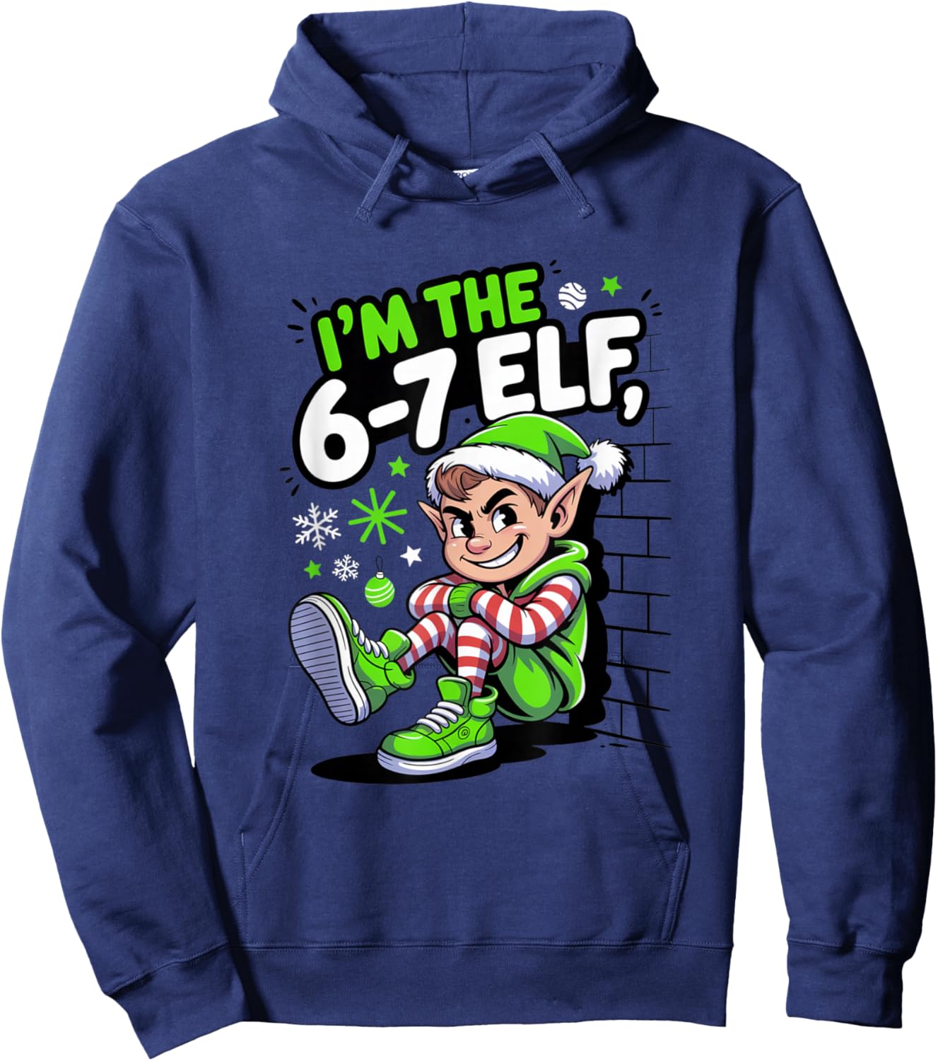 6-7 Christmas Ugly Sweater Six Seven Xmas 67 Meme Santa Elf Hoodie - Hoodie | Navy