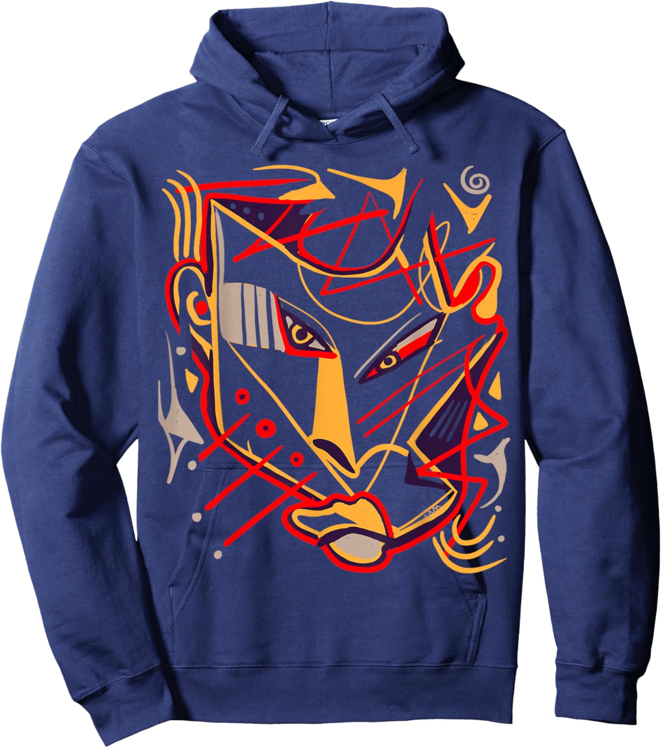 Artwork Graphic Face Mask Pop Art African Tribal Hoodie - Hoodie | Navy