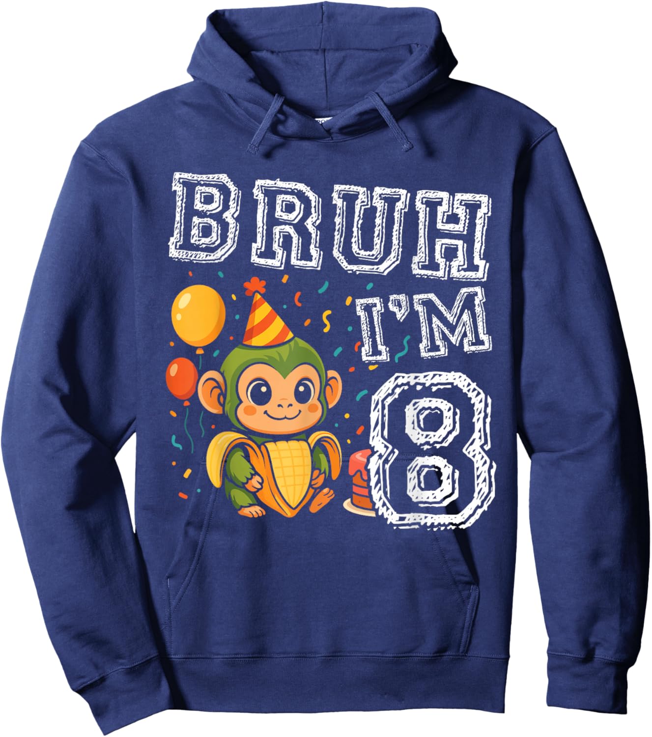 Italian Brainrot Bruh I'm 8 Age 8th Kids Boys Girls Hoodie - Hoodie | Navy
