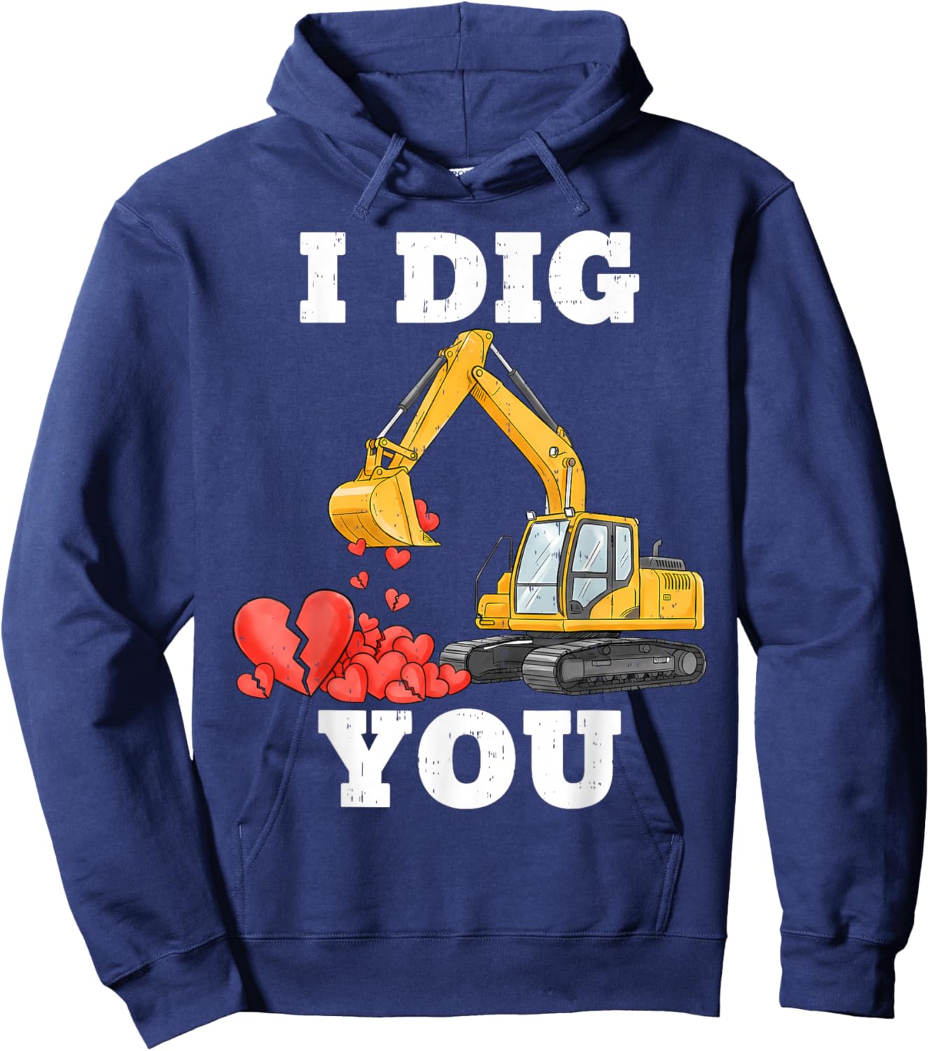 Construction Hearts Valentines Day for Teens Boys Girls Kids Hoodie - Hoodie | Navy