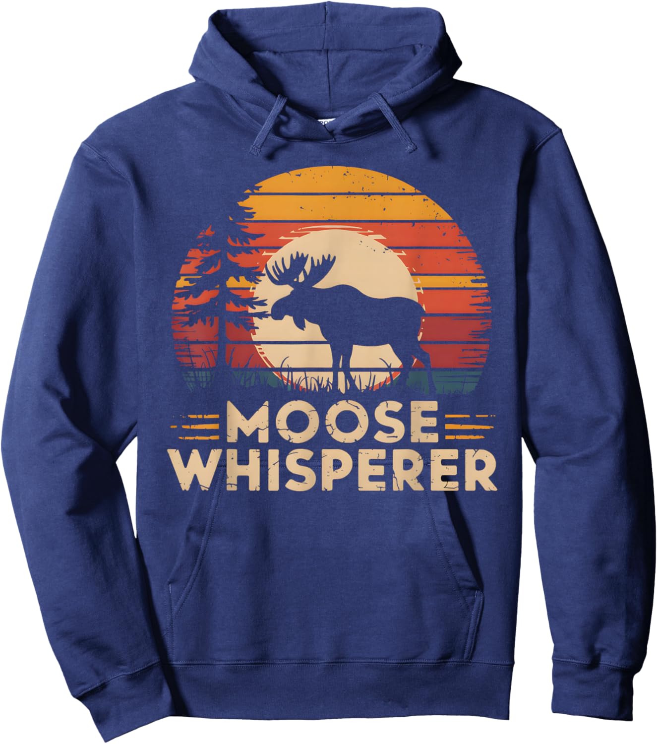 Moose Whisperer Retro Vintage Moose Lover Hoodie - Hoodie | Navy
