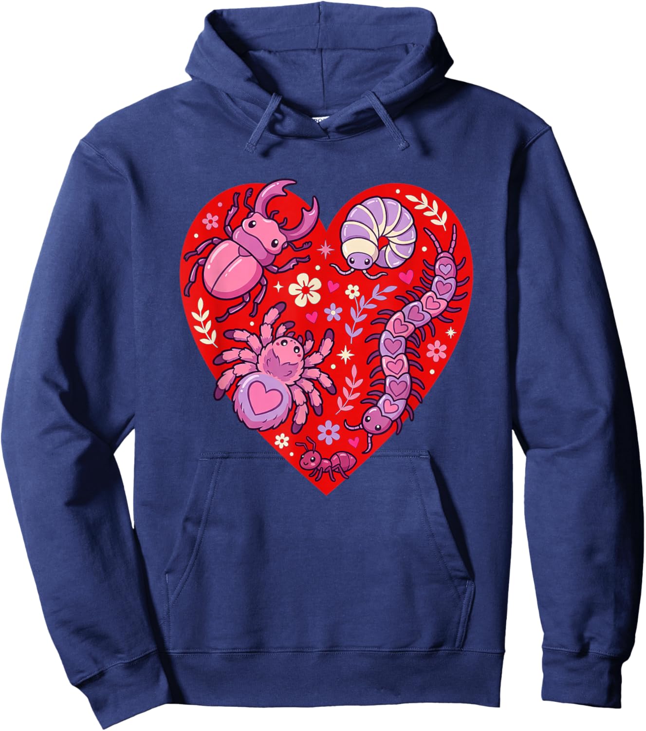 Bug Heart Cute Insect Valentine Love Hoodie - Hoodie | Navy
