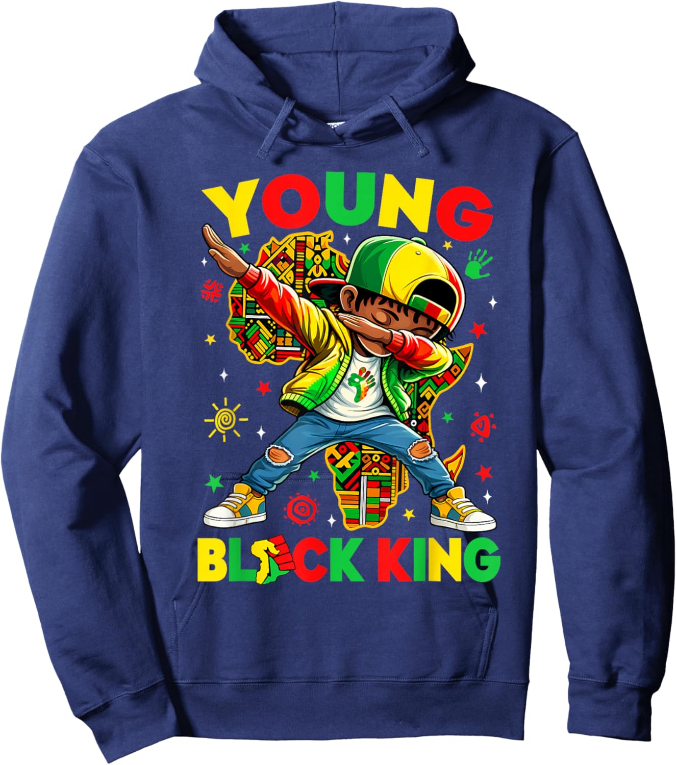 Young Black King Melanin African American History Month Hoodie - Hoodie | Navy