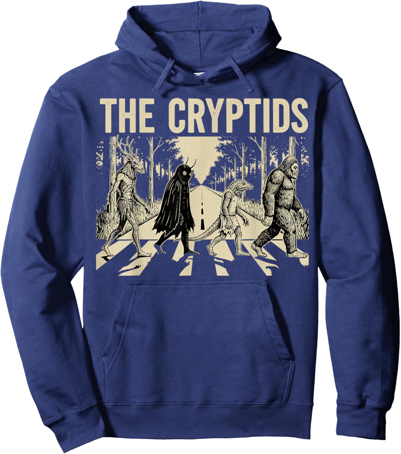 Cryptids Funny Mythical Bigfoot Mothman Halloween Graphic Hoodie - Hoodie | Navy