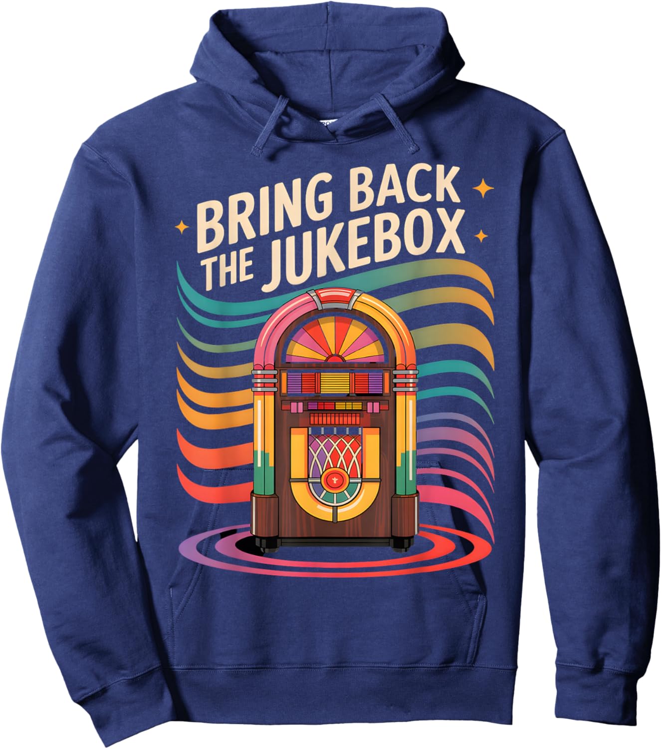 60s 70s 80s 90s Jukebox Nostalgia Memories Music Hoodie - Hoodie | Navy
